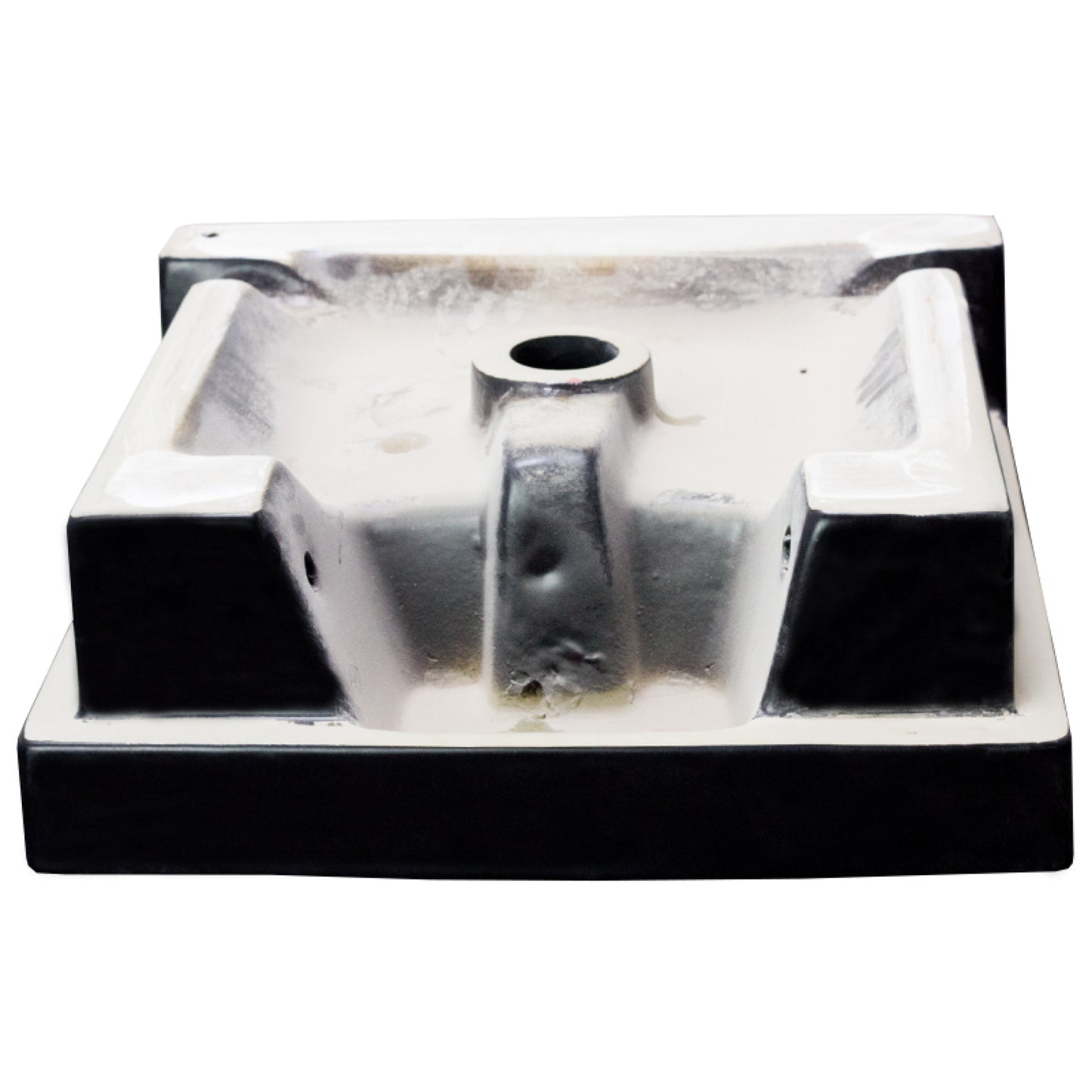 16.14-in. x 16.14-in. Square Bathroom Vessel Sink Black Enamel Glaze