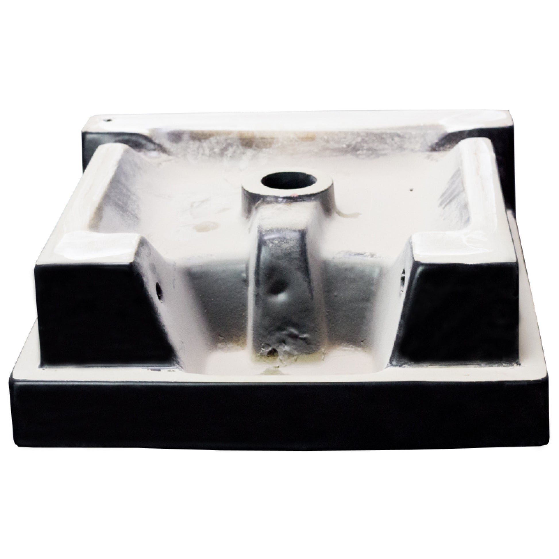 16.14-in. x 16.14-in. Square Bathroom Vessel Sink Black Enamel Glaze