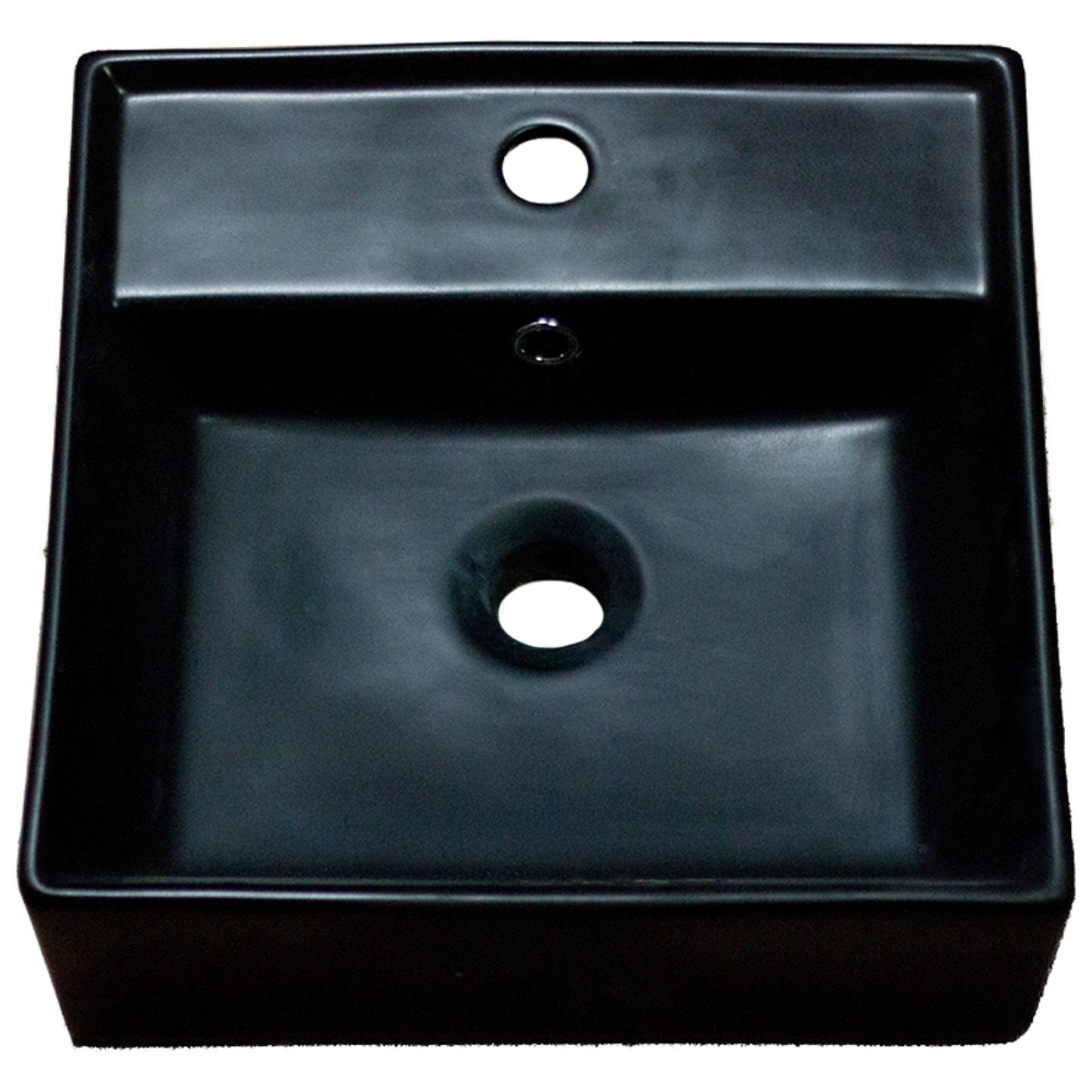 16.14-in. x 16.14-in. Square Bathroom Vessel Sink Black Enamel Glaze