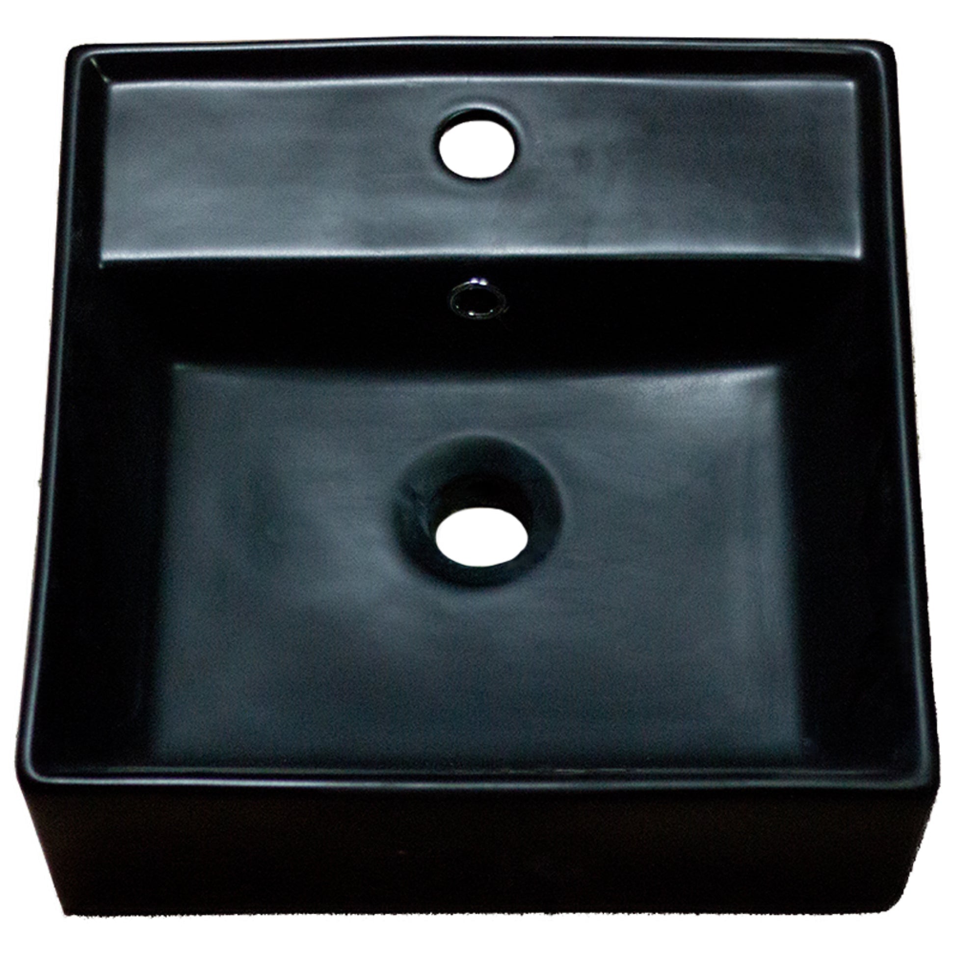 16.14-in. x 16.14-in. Square Bathroom Vessel Sink Black Enamel Glaze