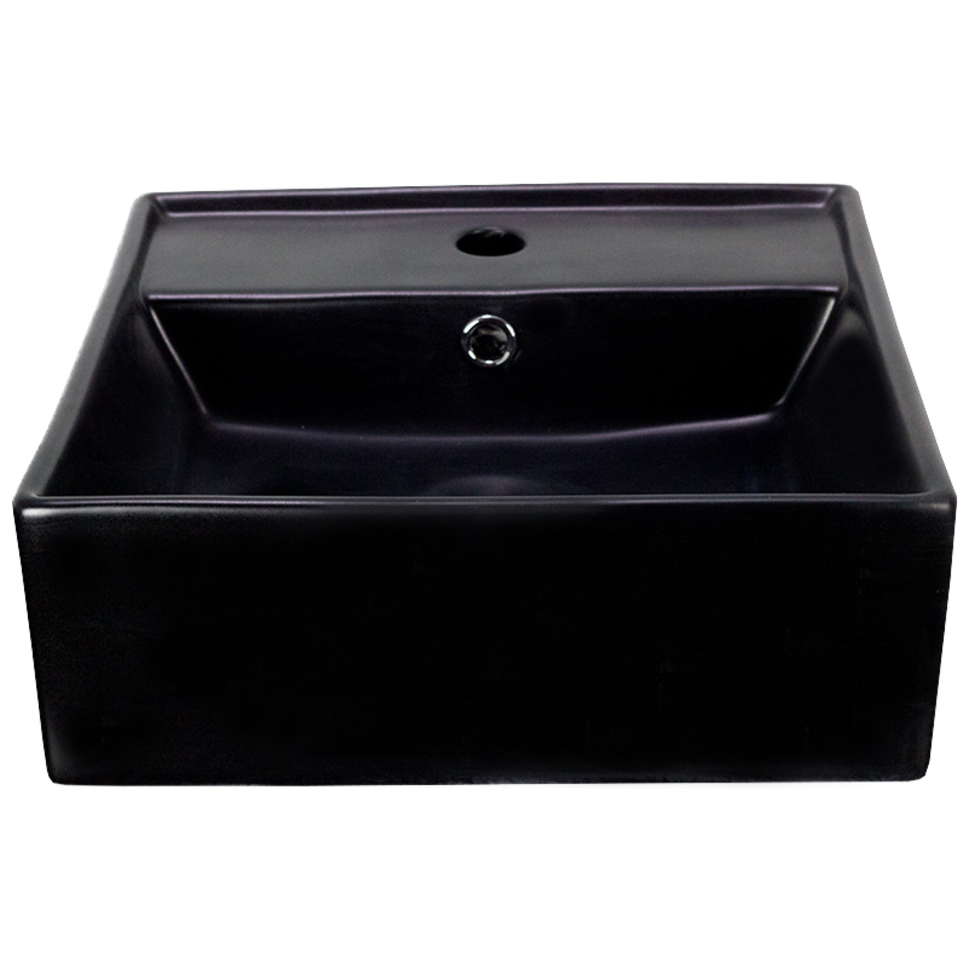 16-in. x 16-in. Square Bathroom Vessel Sink Black Enamel Glaze