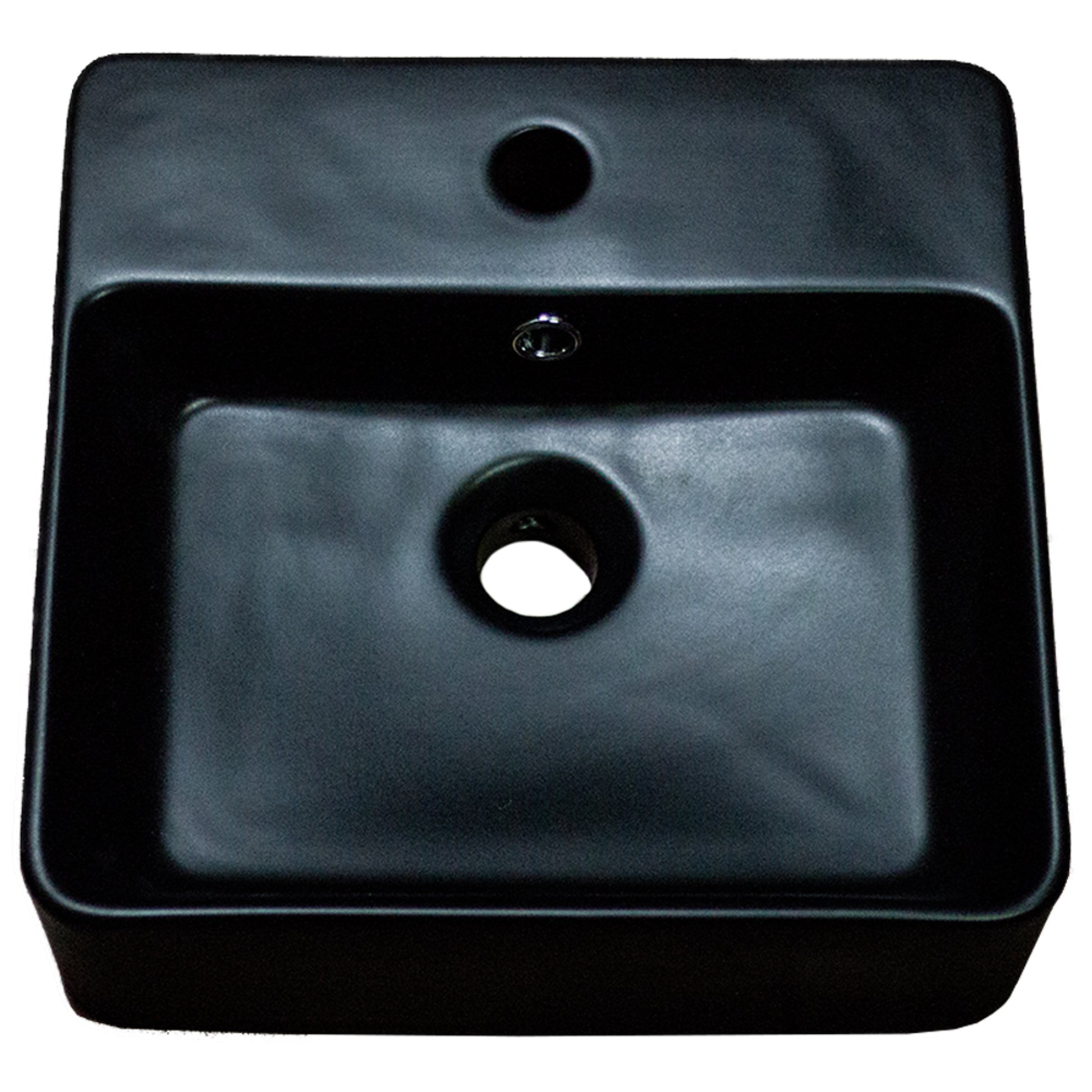 16-in. x 16-in. Square Bathroom Vessel Sink Black Enamel Glaze