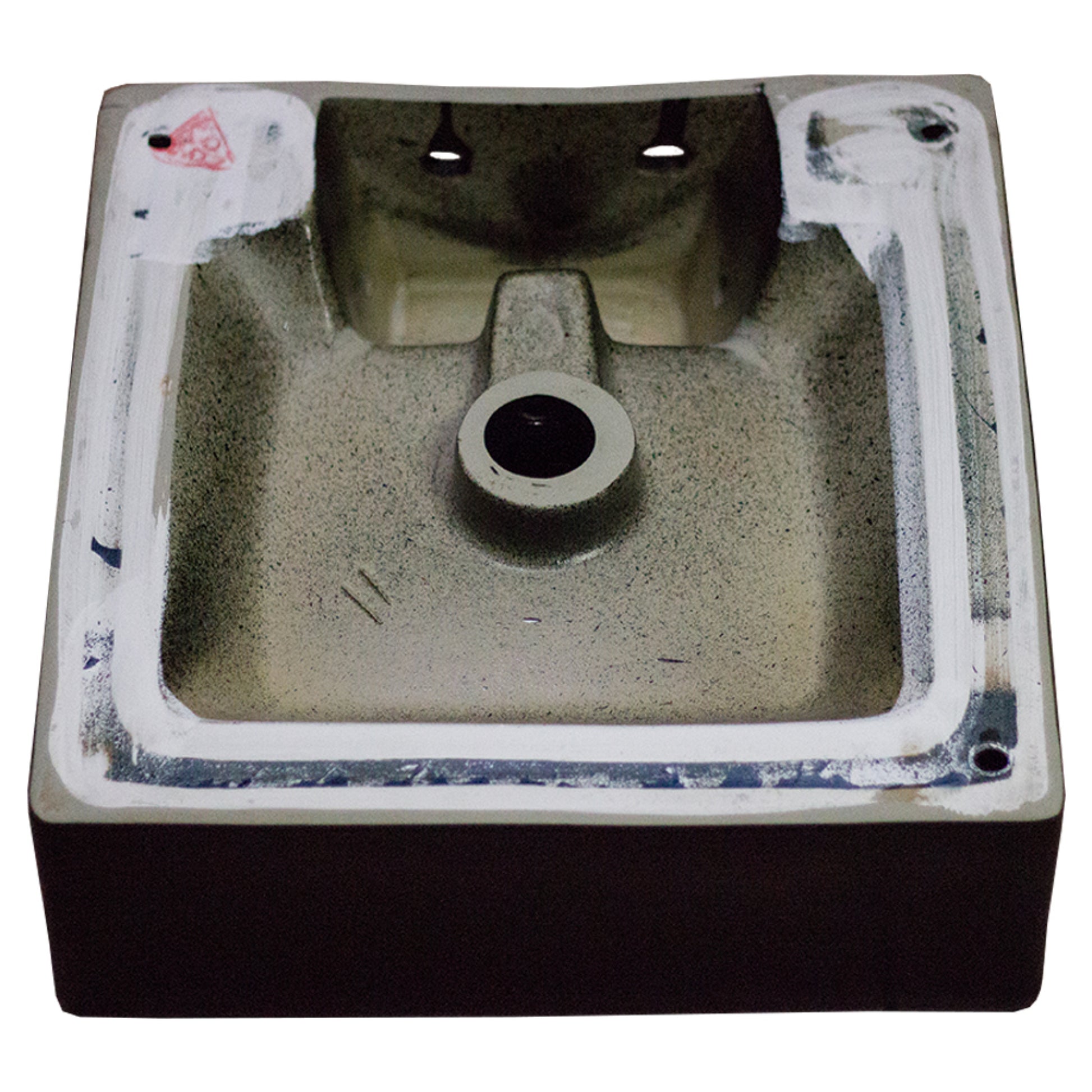 16-in. x 16-in. Square Bathroom Vessel Sink Black Enamel Glaze
