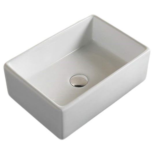18.1-in. x 13-in. Rectangle Bathroom Vessel Sink White Enamel Glaze
