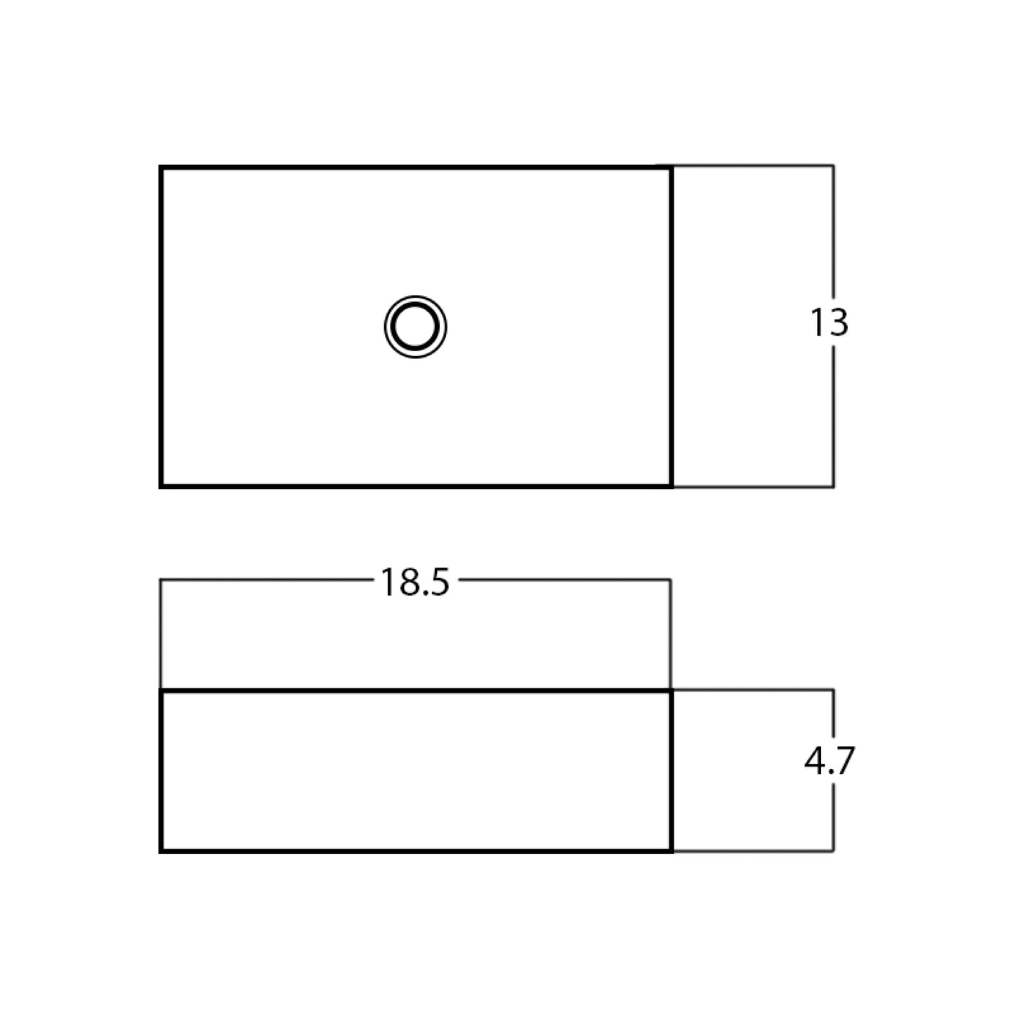 18.5-in. x 13-in. Rectangle Bathroom Vessel Sink White Enamel Glaze