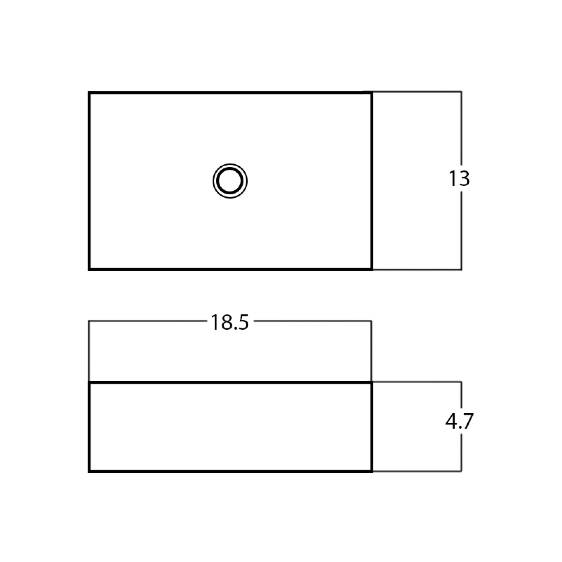 18.5-in. x 13-in. Rectangle Bathroom Vessel Sink White Enamel Glaze