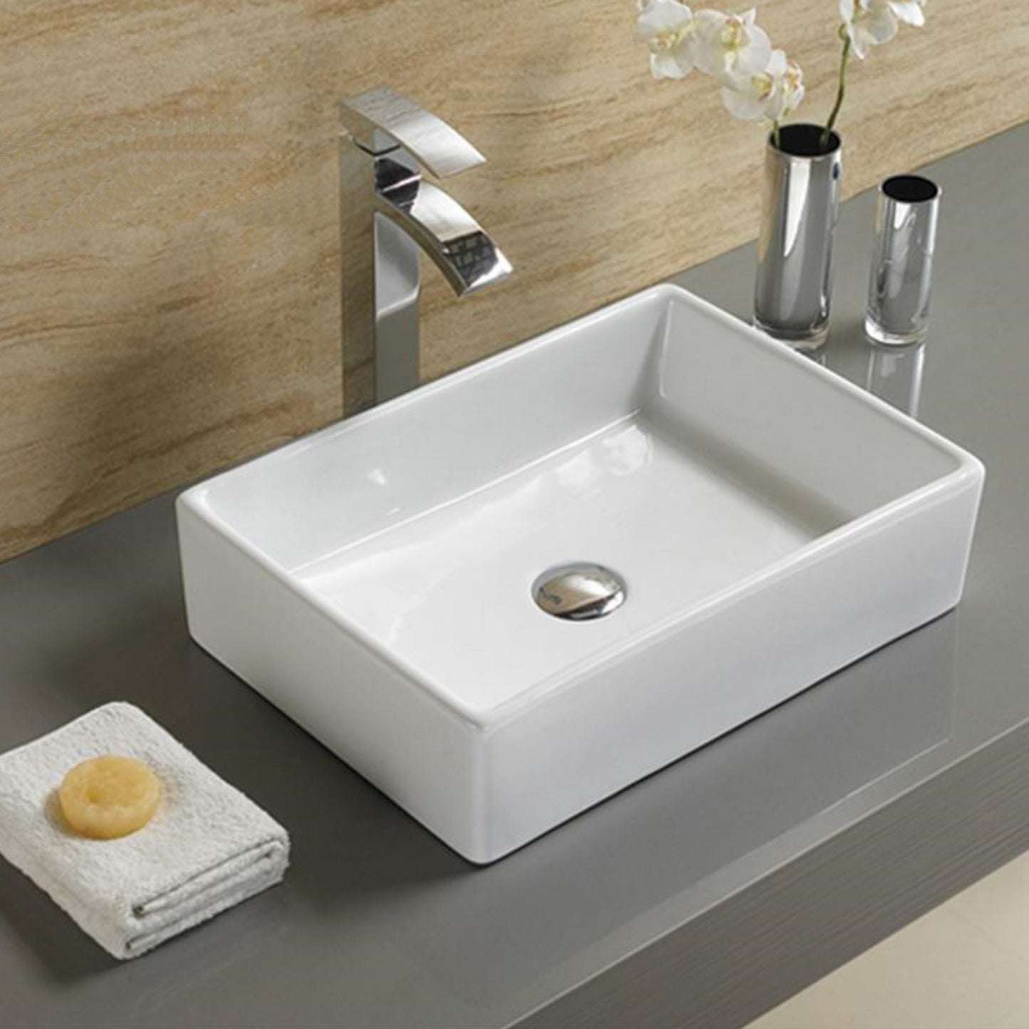 18.5-in. x 13-in. Rectangle Bathroom Vessel Sink White Enamel Glaze