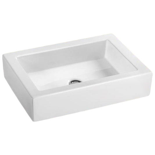 22-in. x 15.7-in. Rectangle Bathroom Vessel Sink White Enamel Glaze