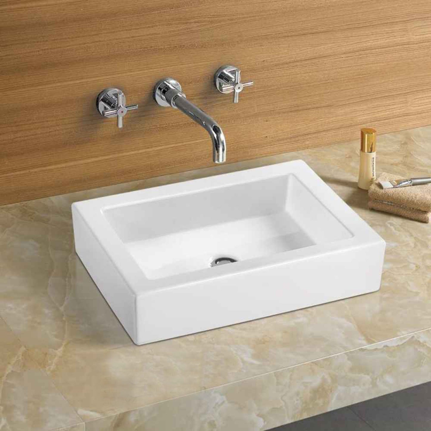 22-in. x 15.7-in. Rectangle Bathroom Vessel Sink White Enamel Glaze