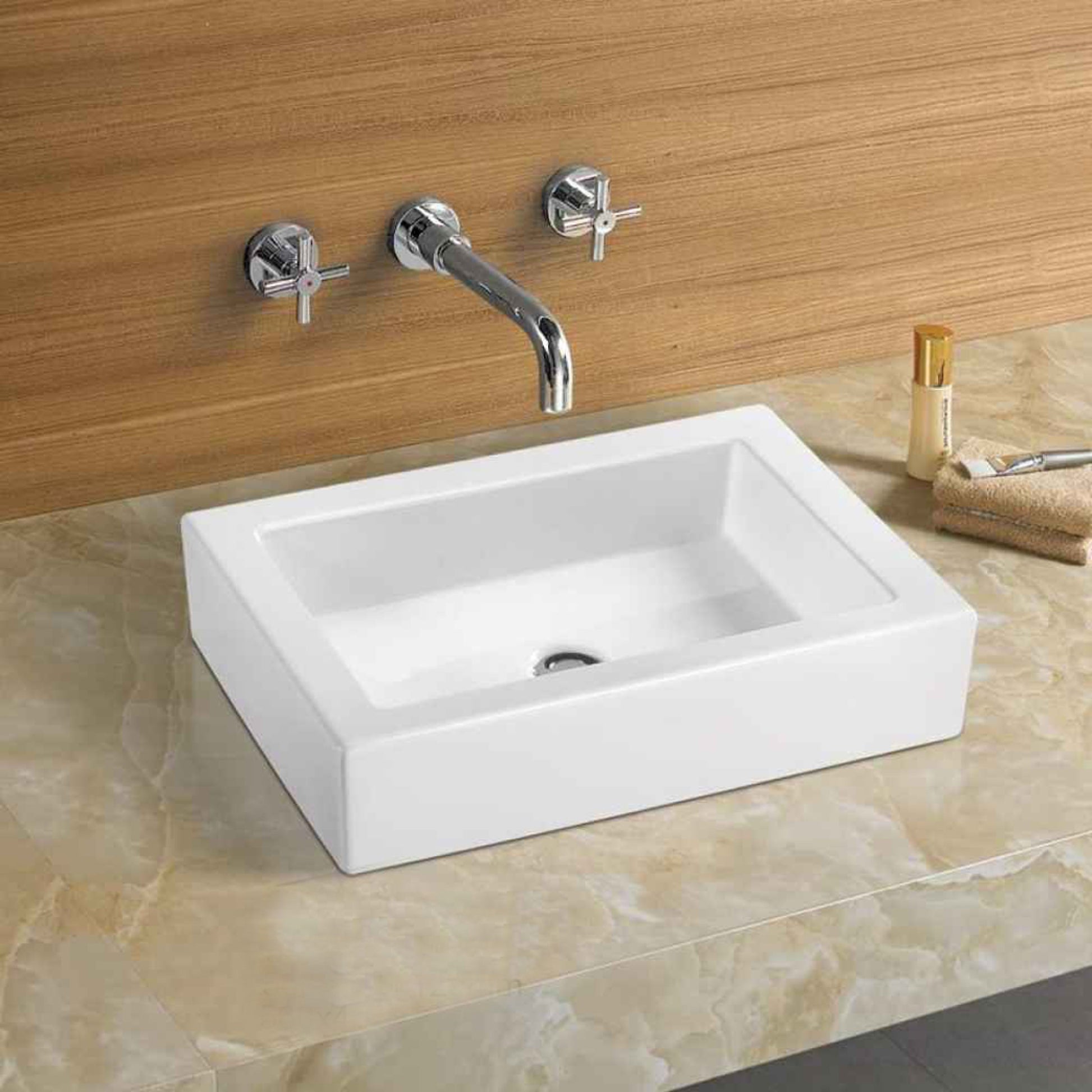 22-in. x 15.7-in. Rectangle Bathroom Vessel Sink White Enamel Glaze