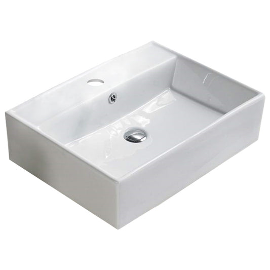 23.23-in. x 17.72-in. Rectangle Bathroom Vessel Sink White Enamel Glaze