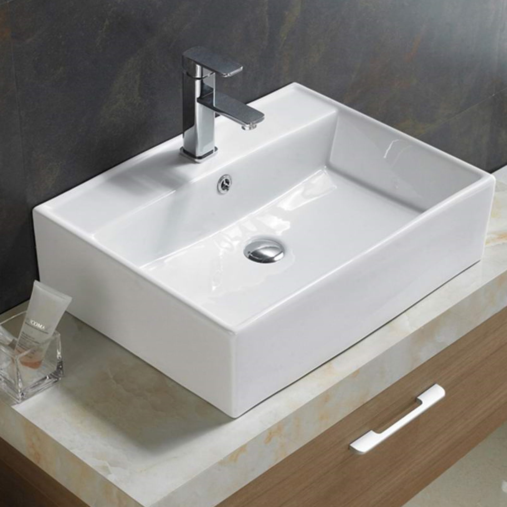 23.23-in. x 17.72-in. Rectangle Bathroom Vessel Sink White Enamel Glaze