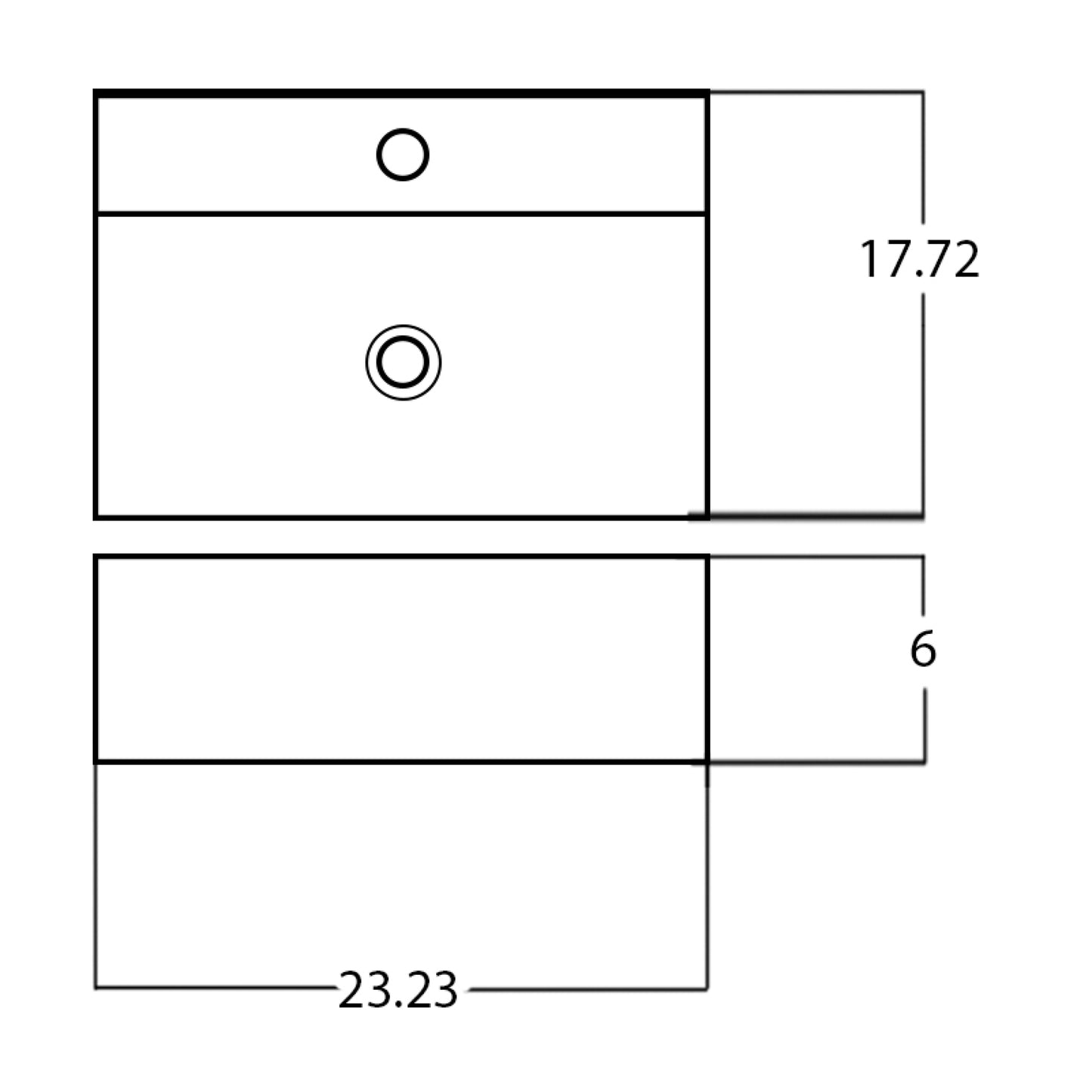 23.23-in. x 17.72-in. Rectangle Bathroom Vessel Sink White Enamel Glaze