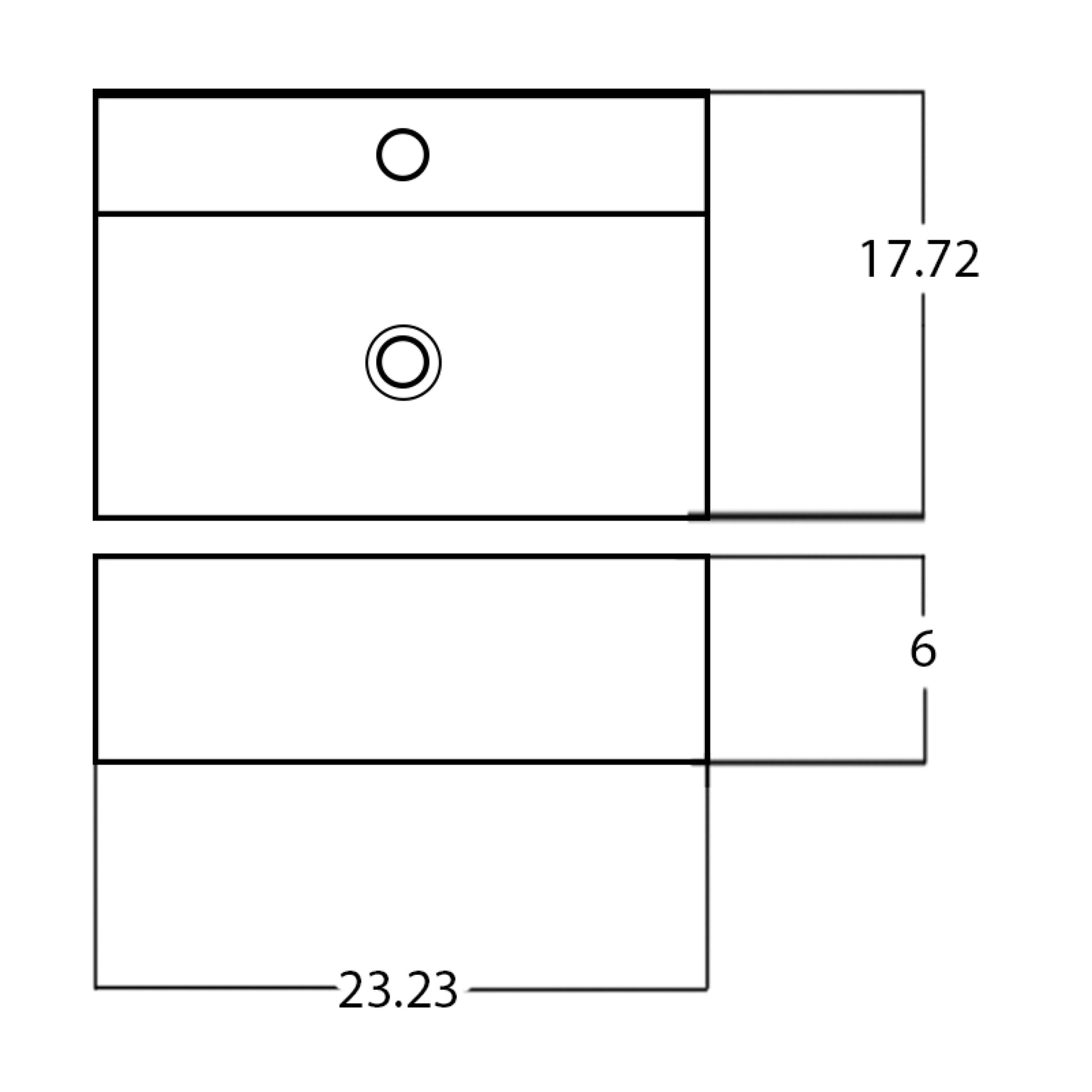 23.23-in. x 17.72-in. Rectangle Bathroom Vessel Sink White Enamel Glaze
