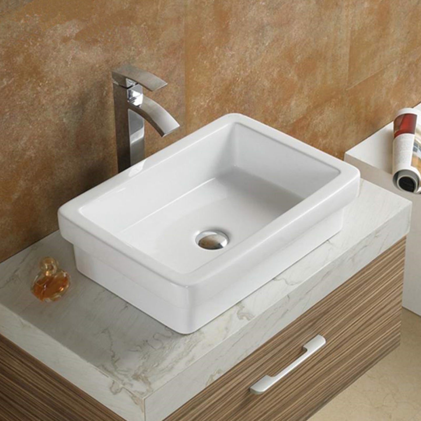 20.5-in. x 14.6-in. Rectangle Bathroom Vessel Sink White Enamel Glaze