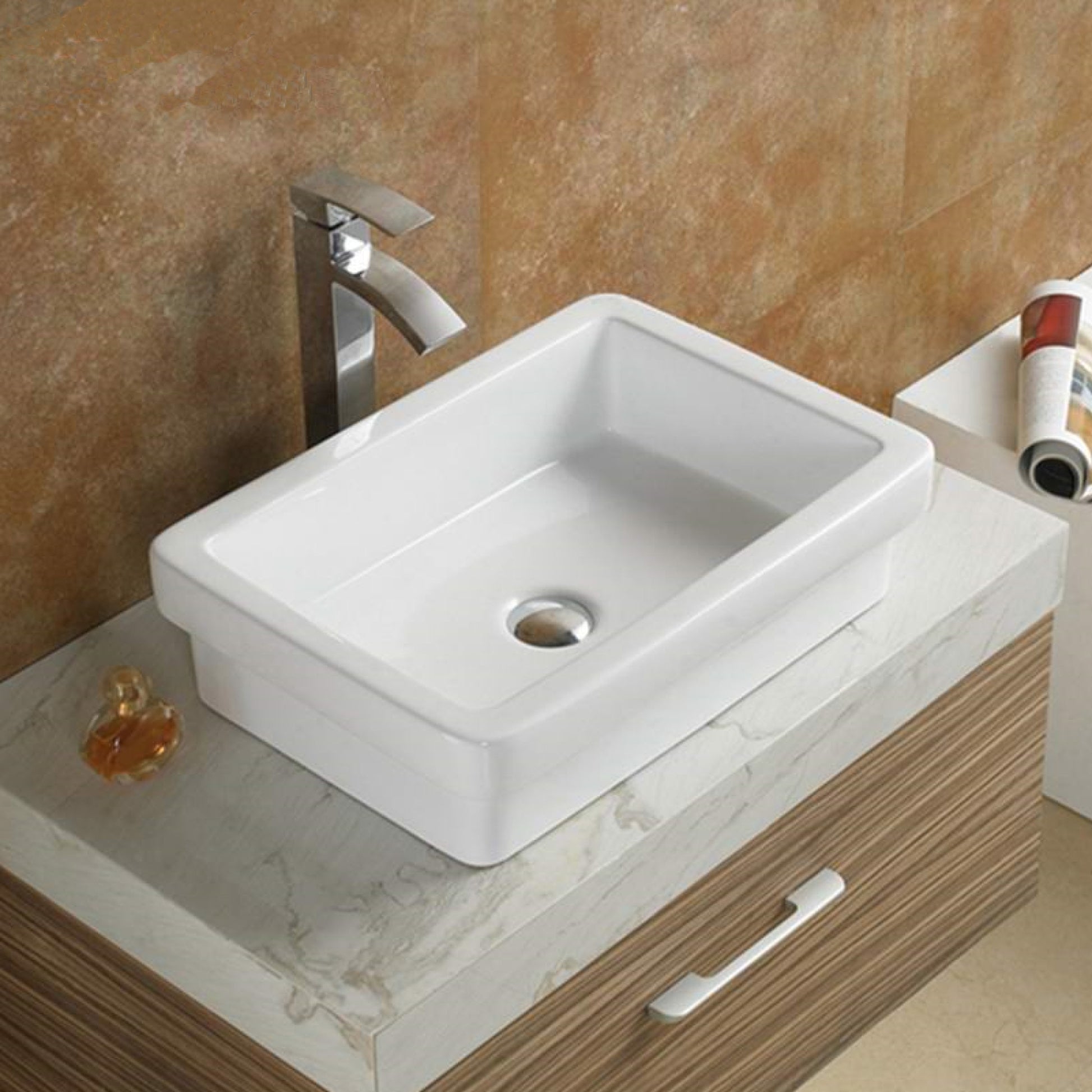 20.5-in. x 14.6-in. Rectangle Bathroom Vessel Sink White Enamel Glaze