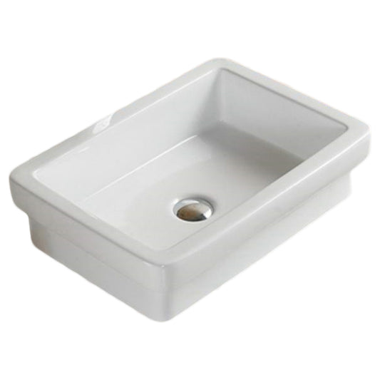 20.5-in. x 14.6-in. Rectangle Bathroom Vessel Sink White Enamel Glaze
