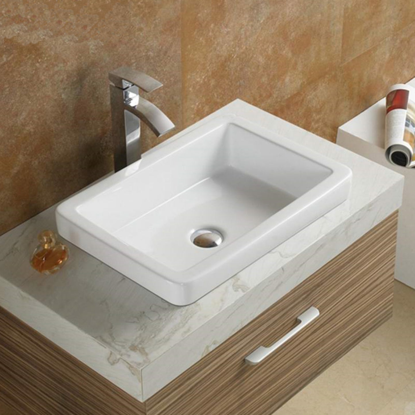 20.5-in. x 14.6-in. Rectangle Bathroom Vessel Sink White Enamel Glaze