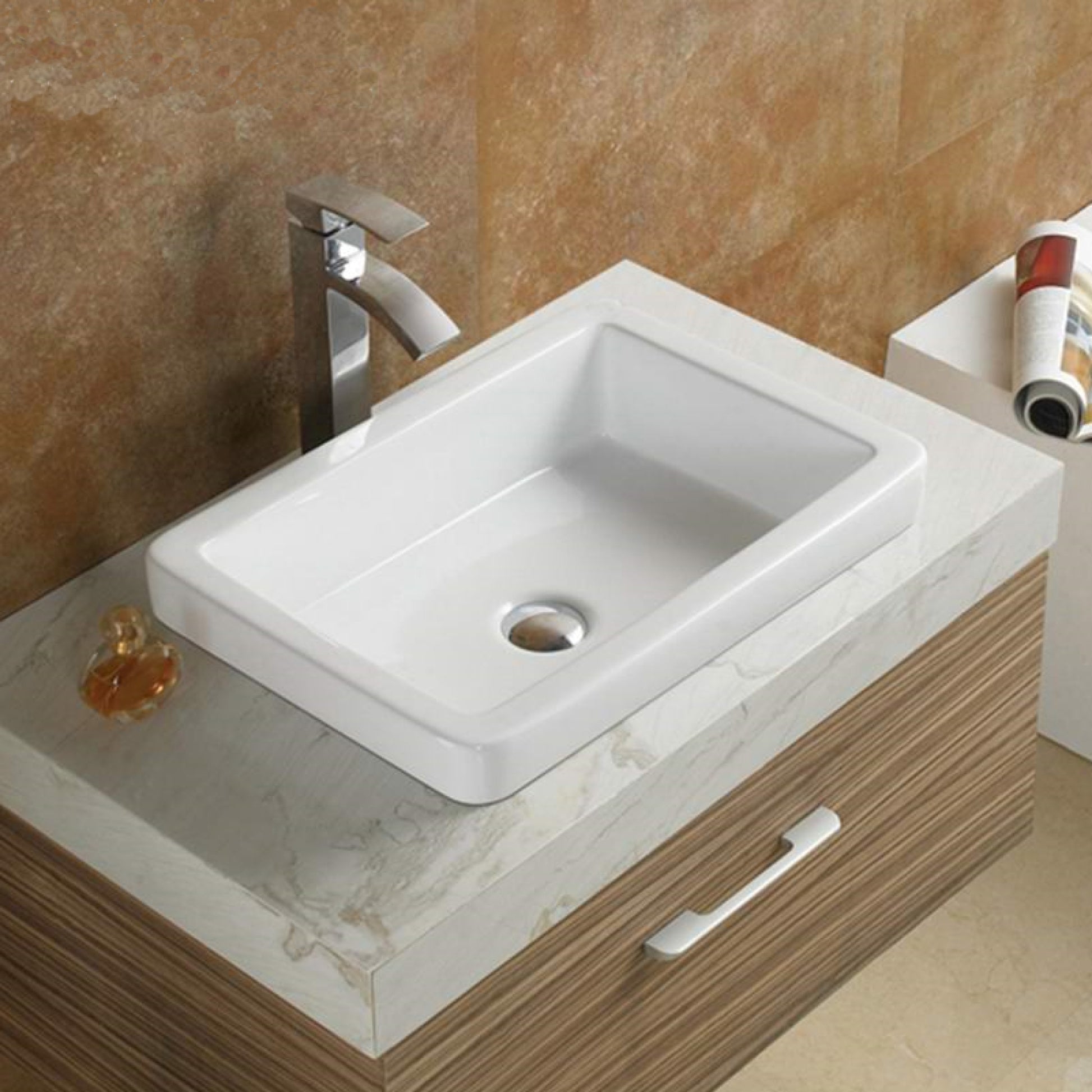 20.5-in. x 14.6-in. Rectangle Bathroom Vessel Sink White Enamel Glaze