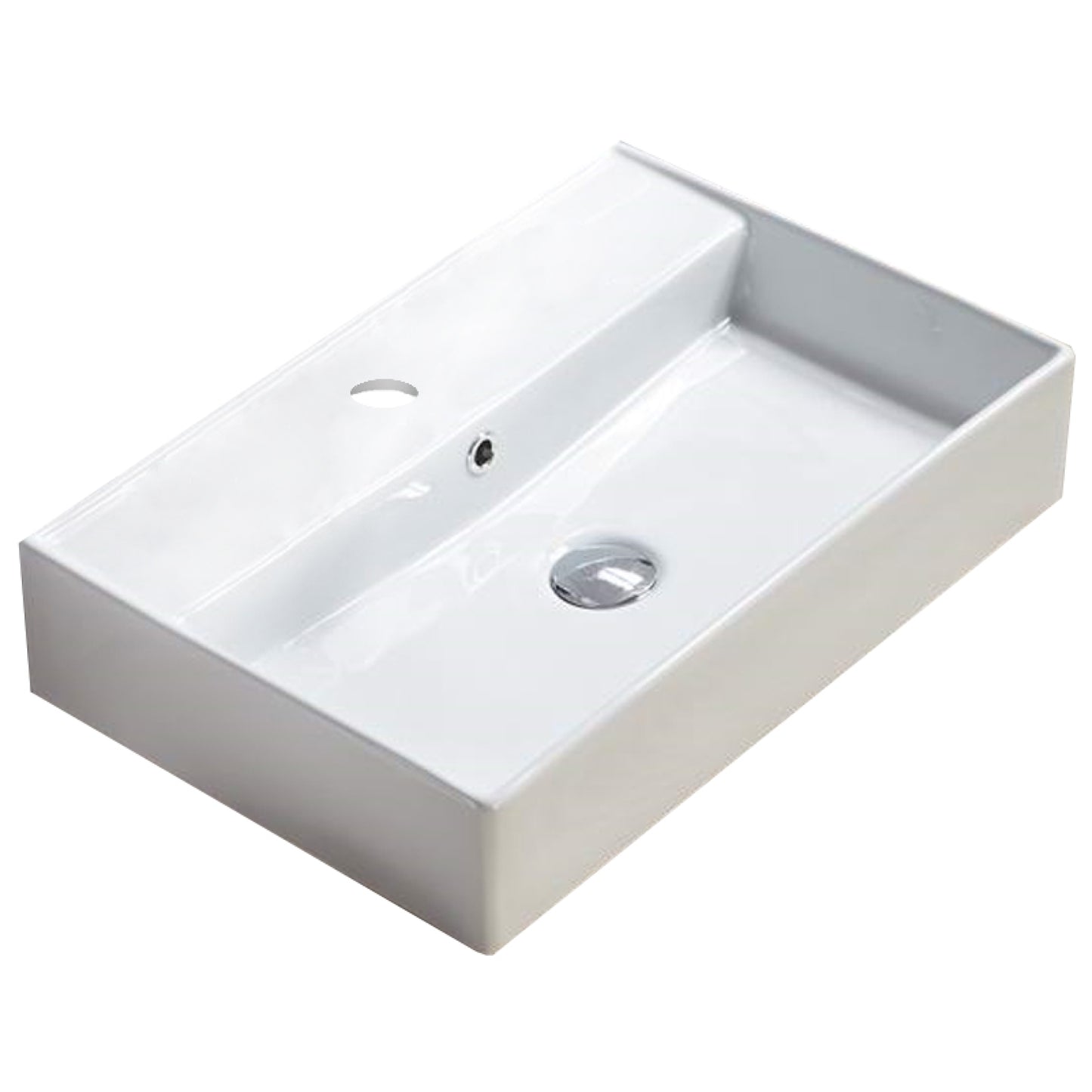 22.05-in. x 15-in. Rectangle Bathroom Vessel Sink White Enamel Glaze