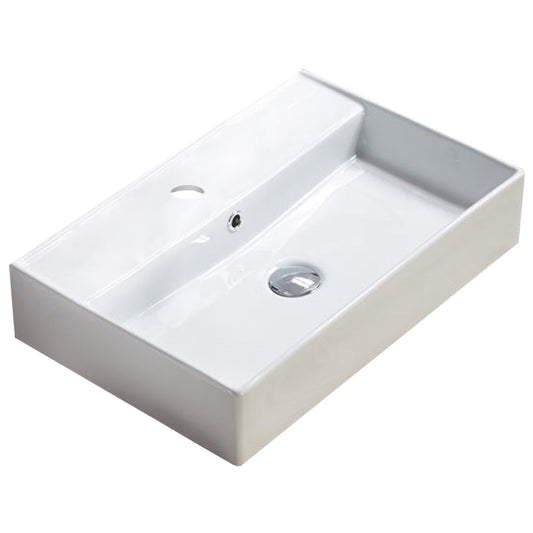 22.05-in. x 15-in. Rectangle Bathroom Vessel Sink White Enamel Glaze