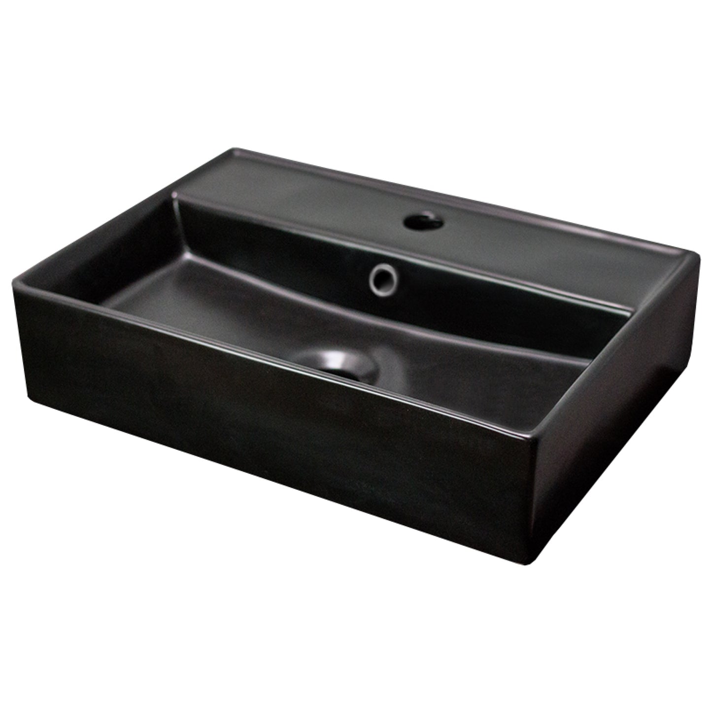 19.7-in. x 13.8-in. Rectangle Bathroom Vessel Sink Black Enamel Glaze