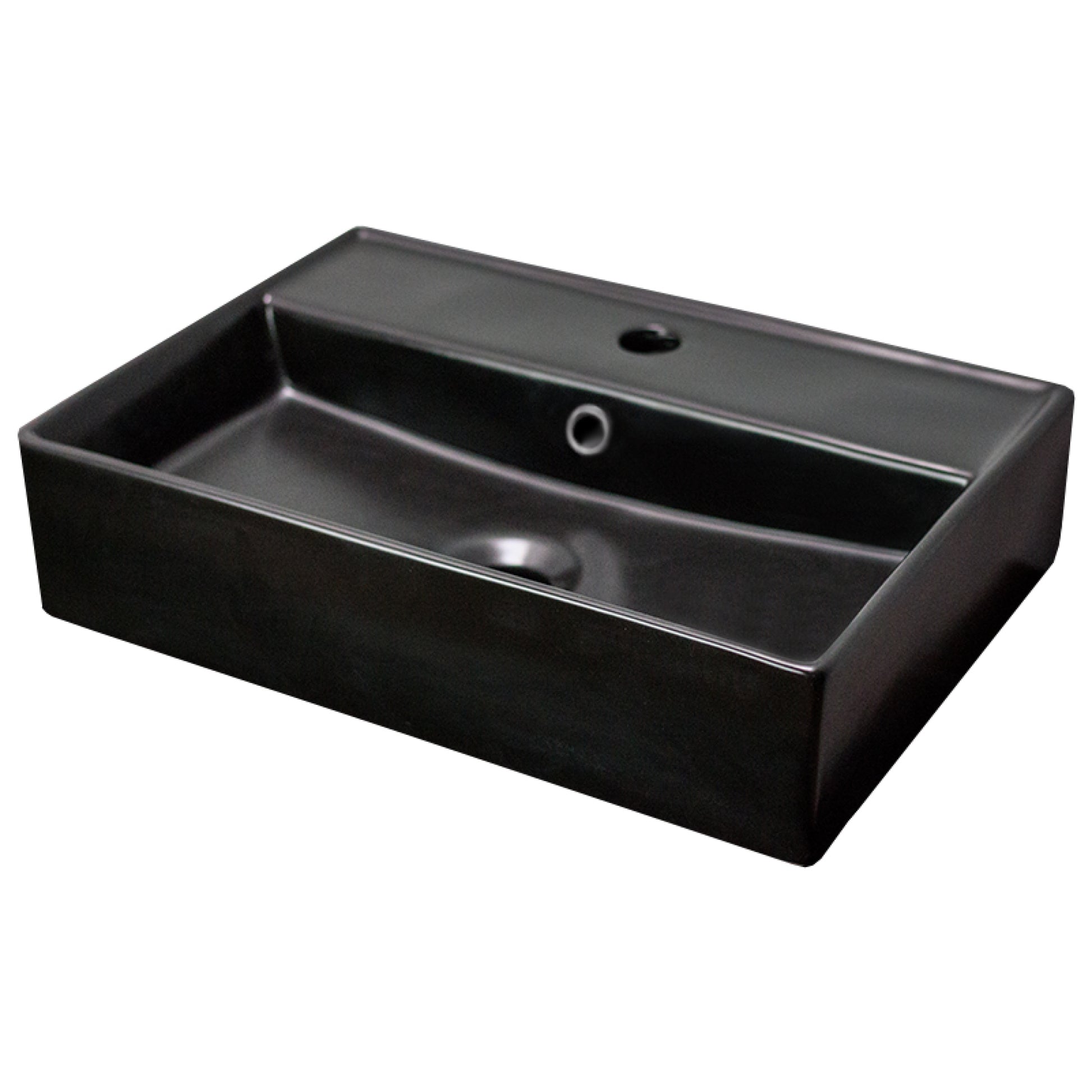 19.7-in. x 13.8-in. Rectangle Bathroom Vessel Sink Black Enamel Glaze