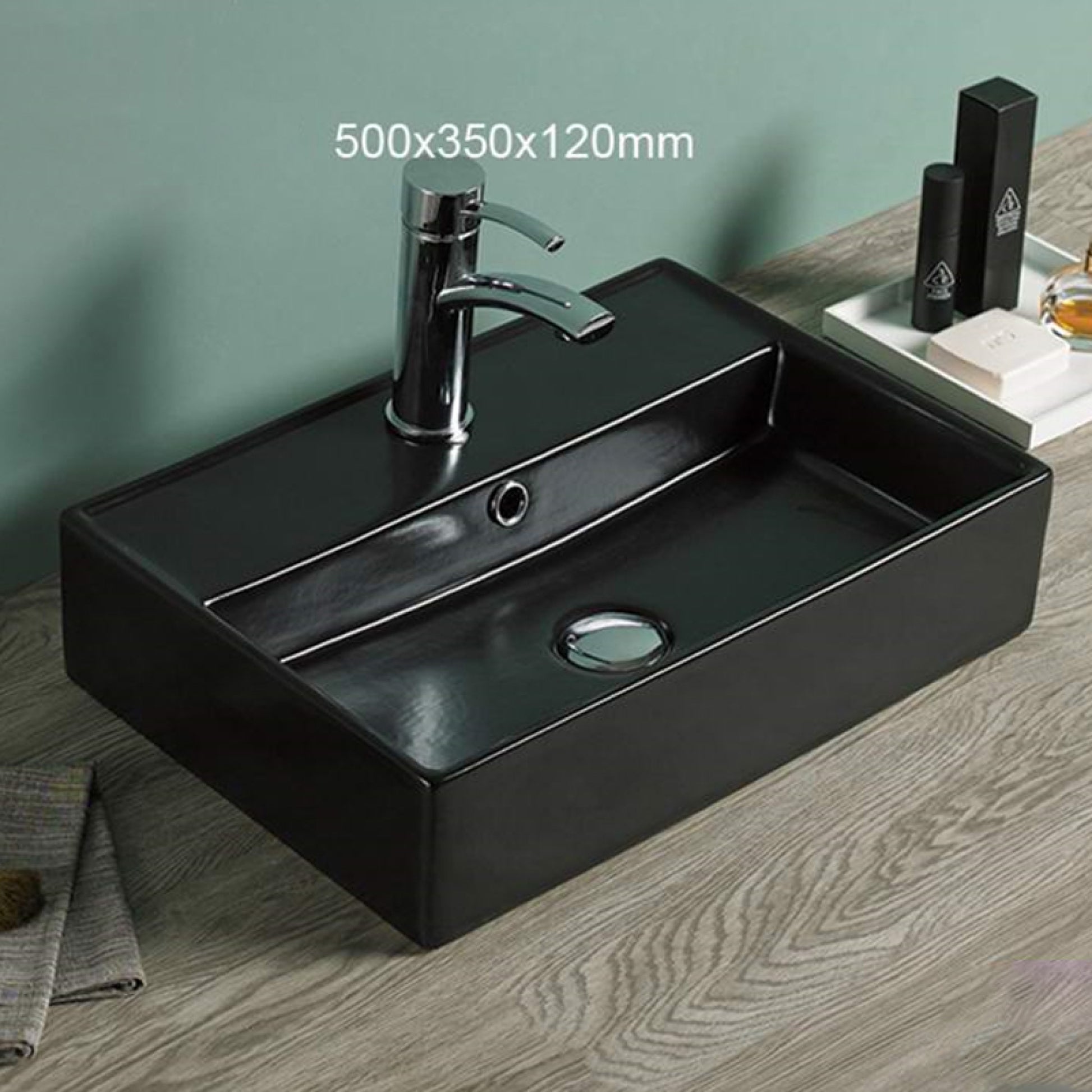 19.7-in. x 13.8-in. Rectangle Bathroom Vessel Sink Black Enamel Glaze