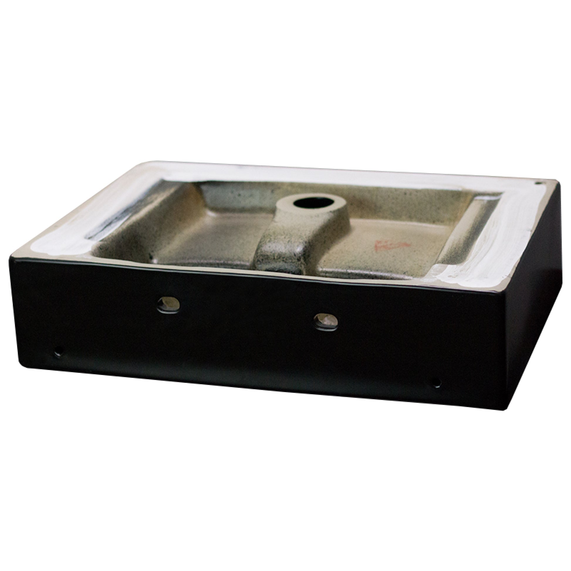 19.7-in. x 13.8-in. Rectangle Bathroom Vessel Sink Black Enamel Glaze