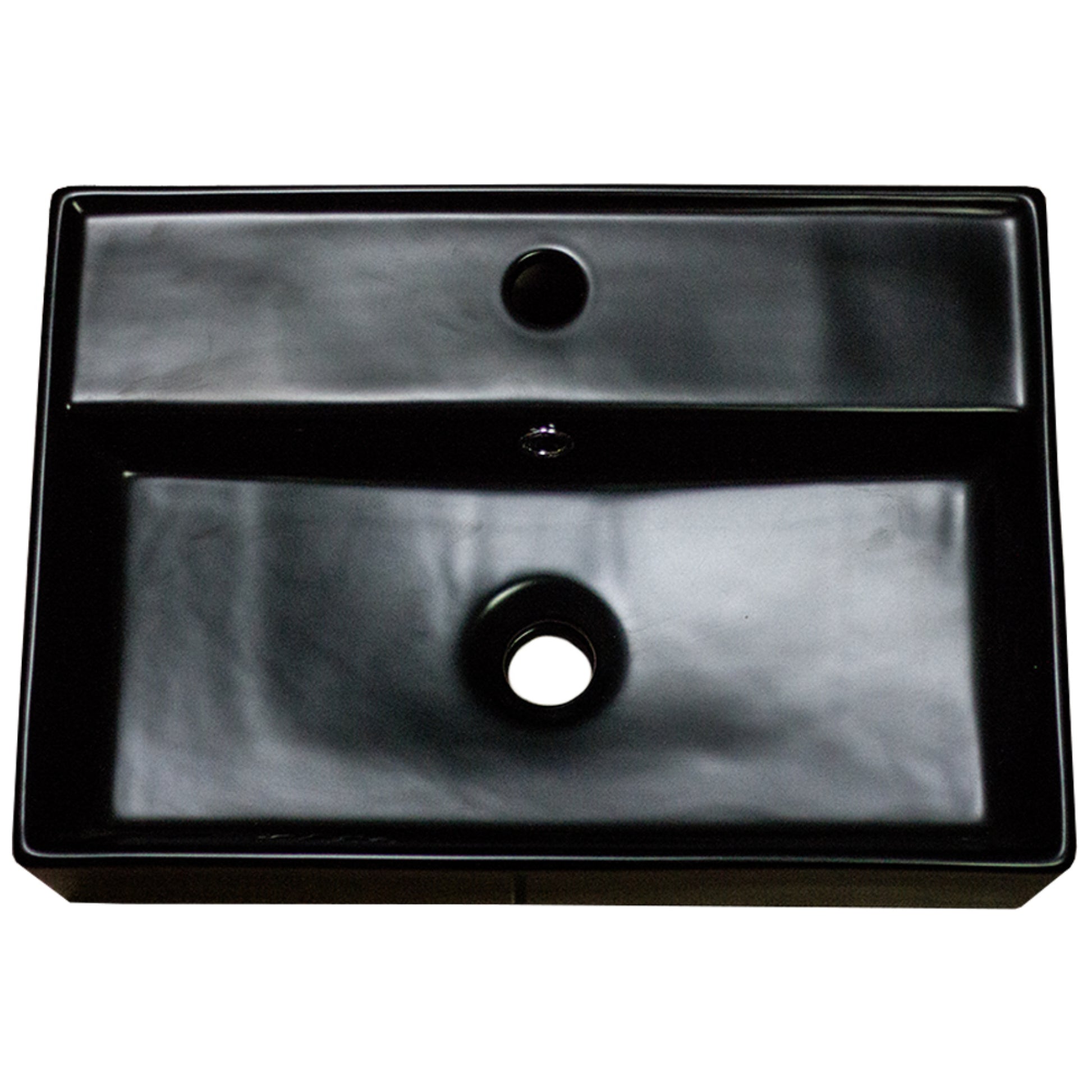 19.7-in. x 13.8-in. Rectangle Bathroom Vessel Sink Black Enamel Glaze