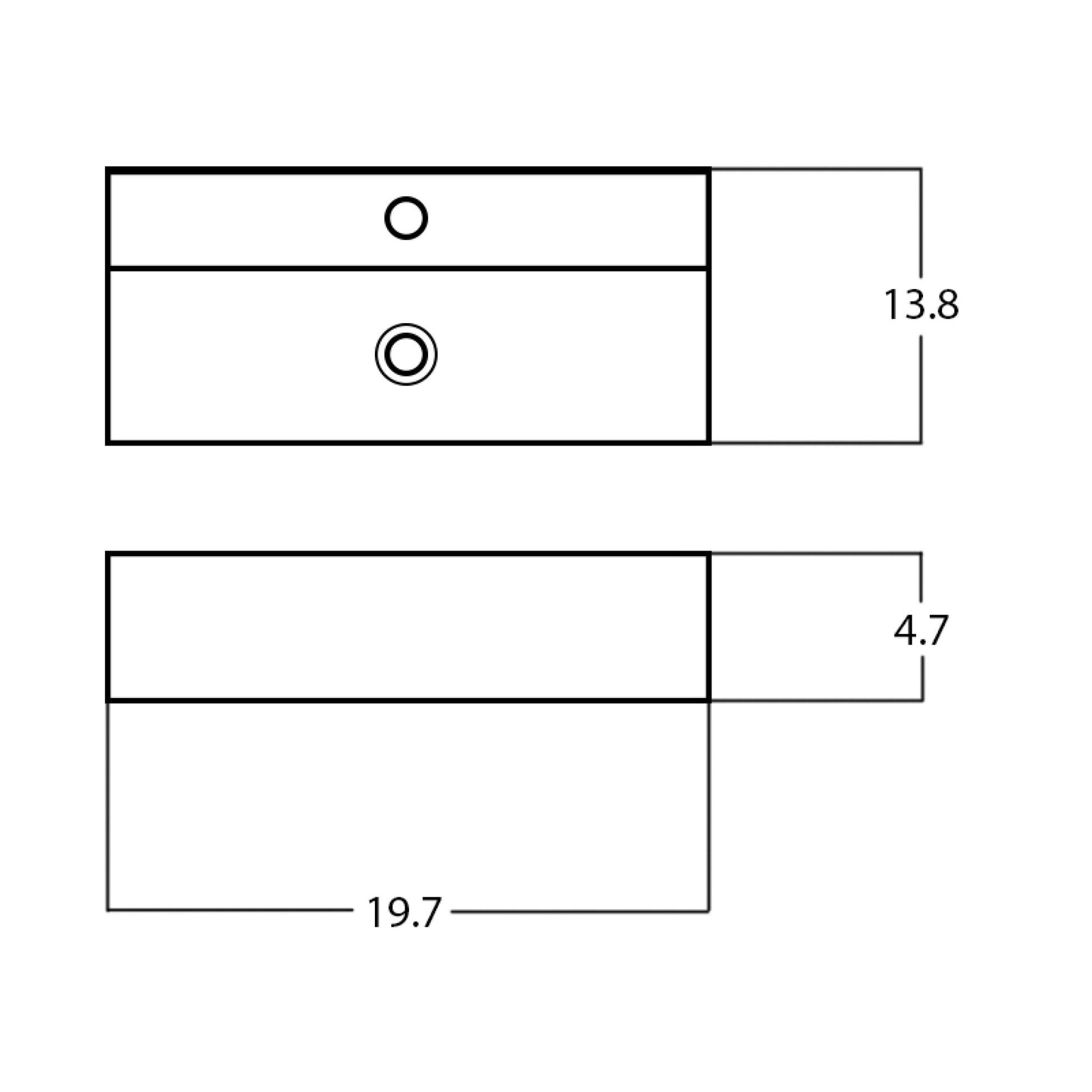 19.7-in. x 13.8-in. Rectangle Bathroom Vessel Sink Black Enamel Glaze