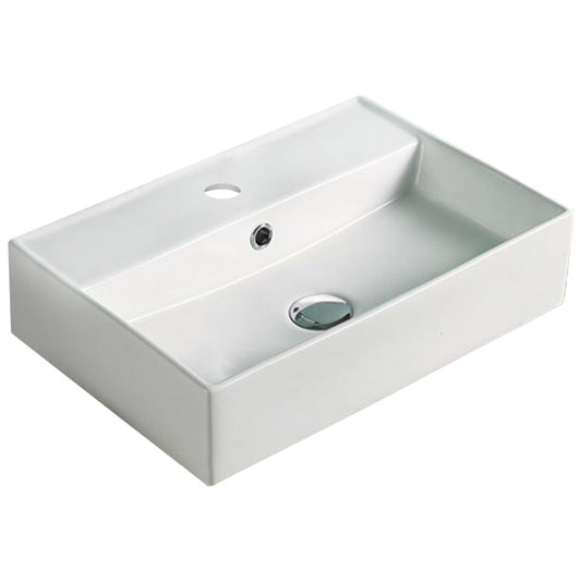 19.7-in. x 13.8-in. Rectangle Bathroom Vessel Sink White Enamel Glaze
