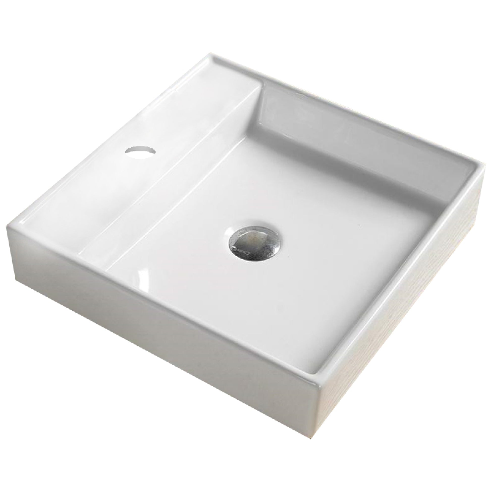 11-in. x 11-in. Square Bathroom Vessel Sink White Enamel Glaze
