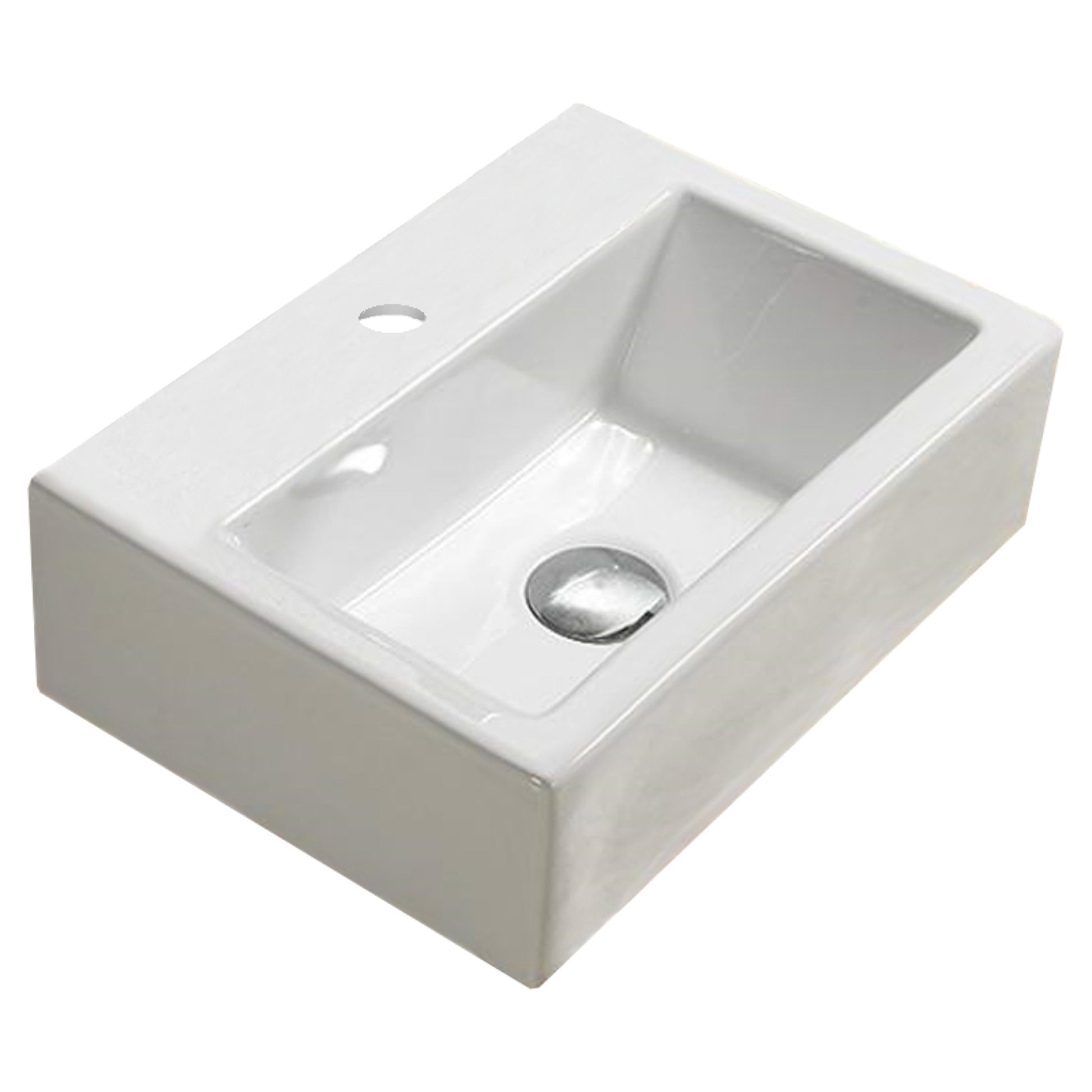16.7-in. x 12-in. Rectangle Bathroom Vessel Sink White Enamel Glaze