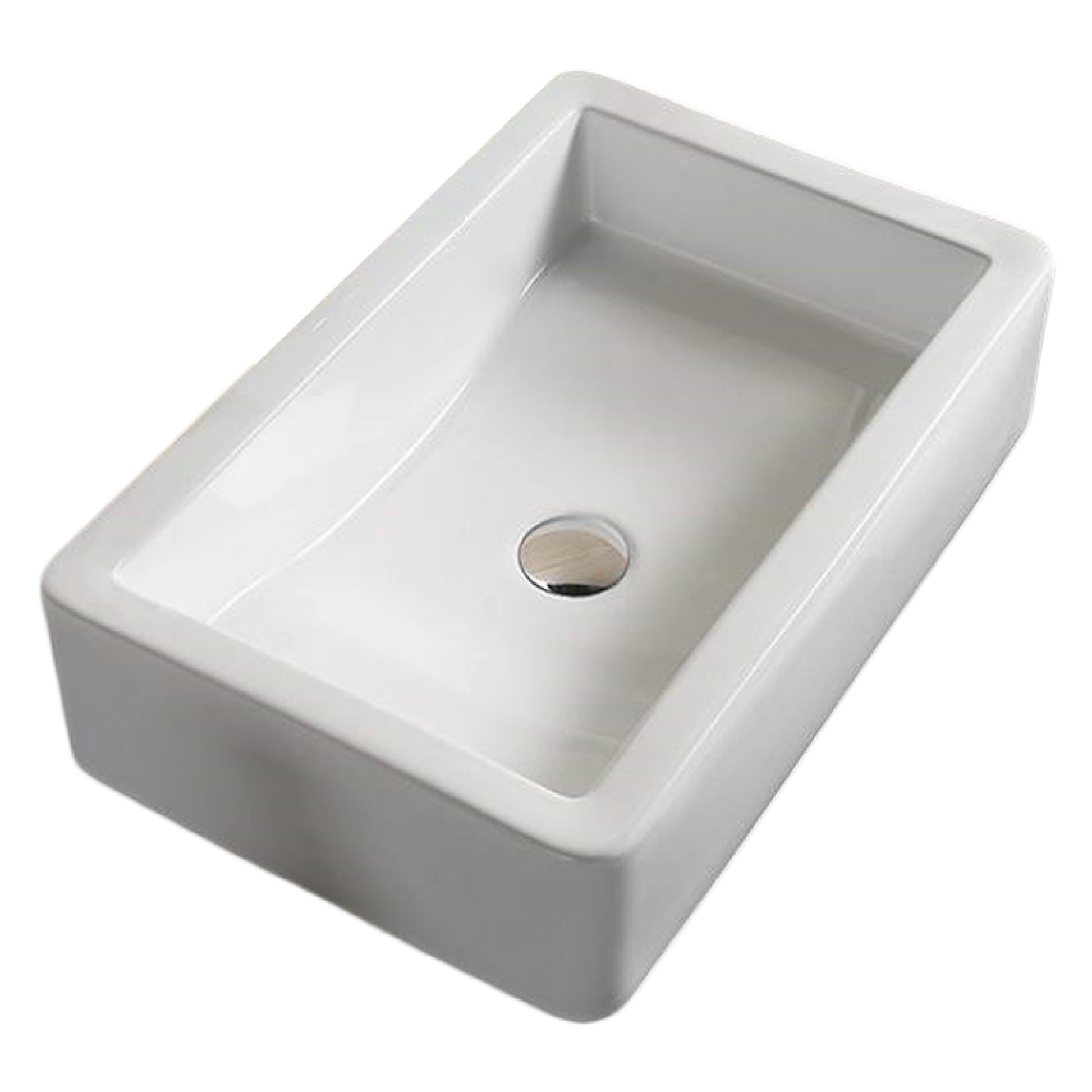 23.6-in. x 15.4-in. Rectangle Bathroom Vessel Sink White Enamel Glaze