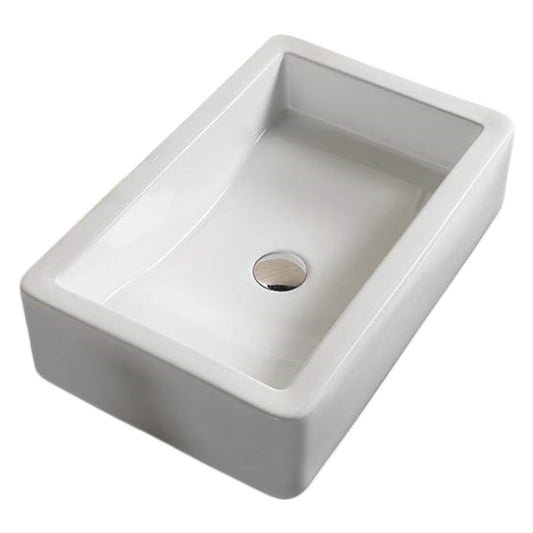 23.6-in. x 15.4-in. Rectangle Bathroom Vessel Sink White Enamel Glaze