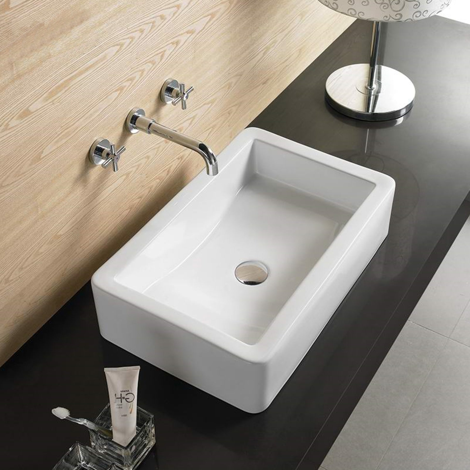 23.6-in. x 15.4-in. Rectangle Bathroom Vessel Sink White Enamel Glaze