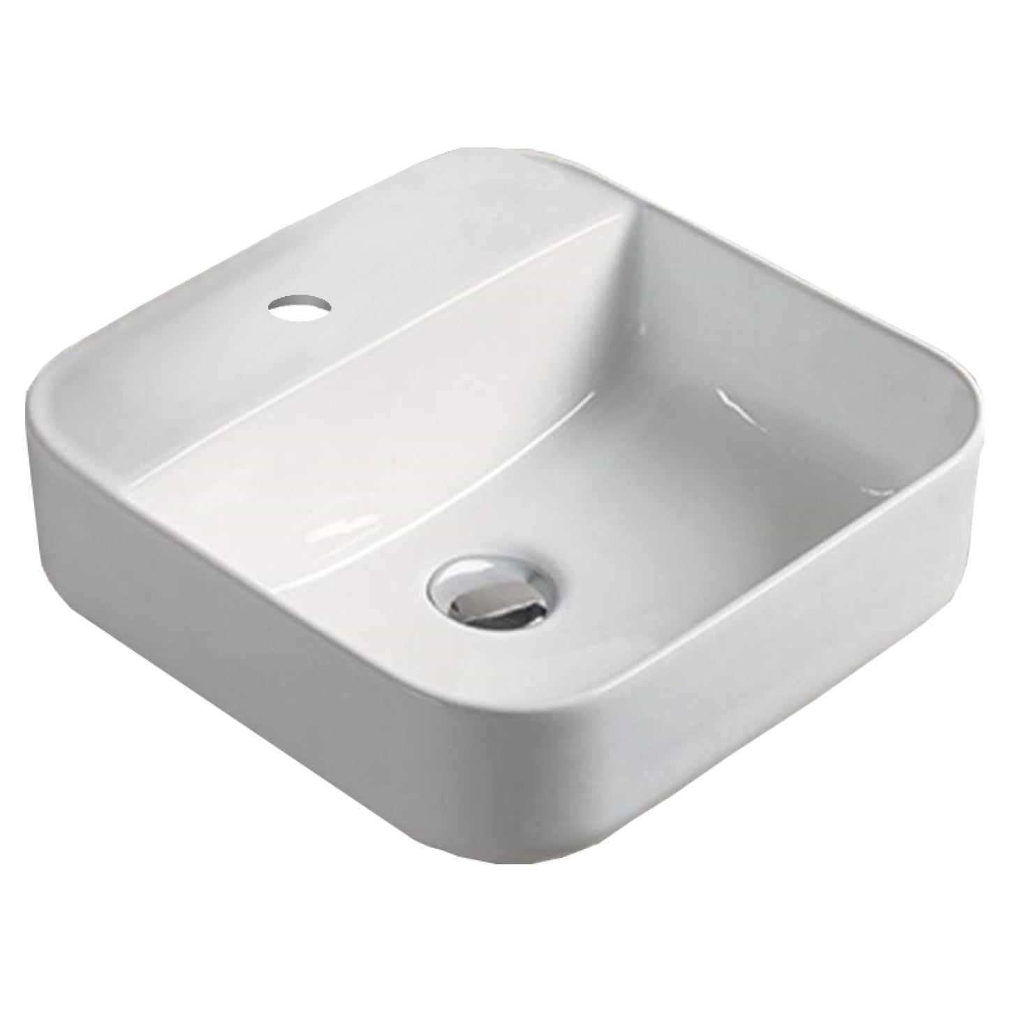 15.4-in. x 15.4-in. Square Bathroom Vessel Sink White Enamel Glaze