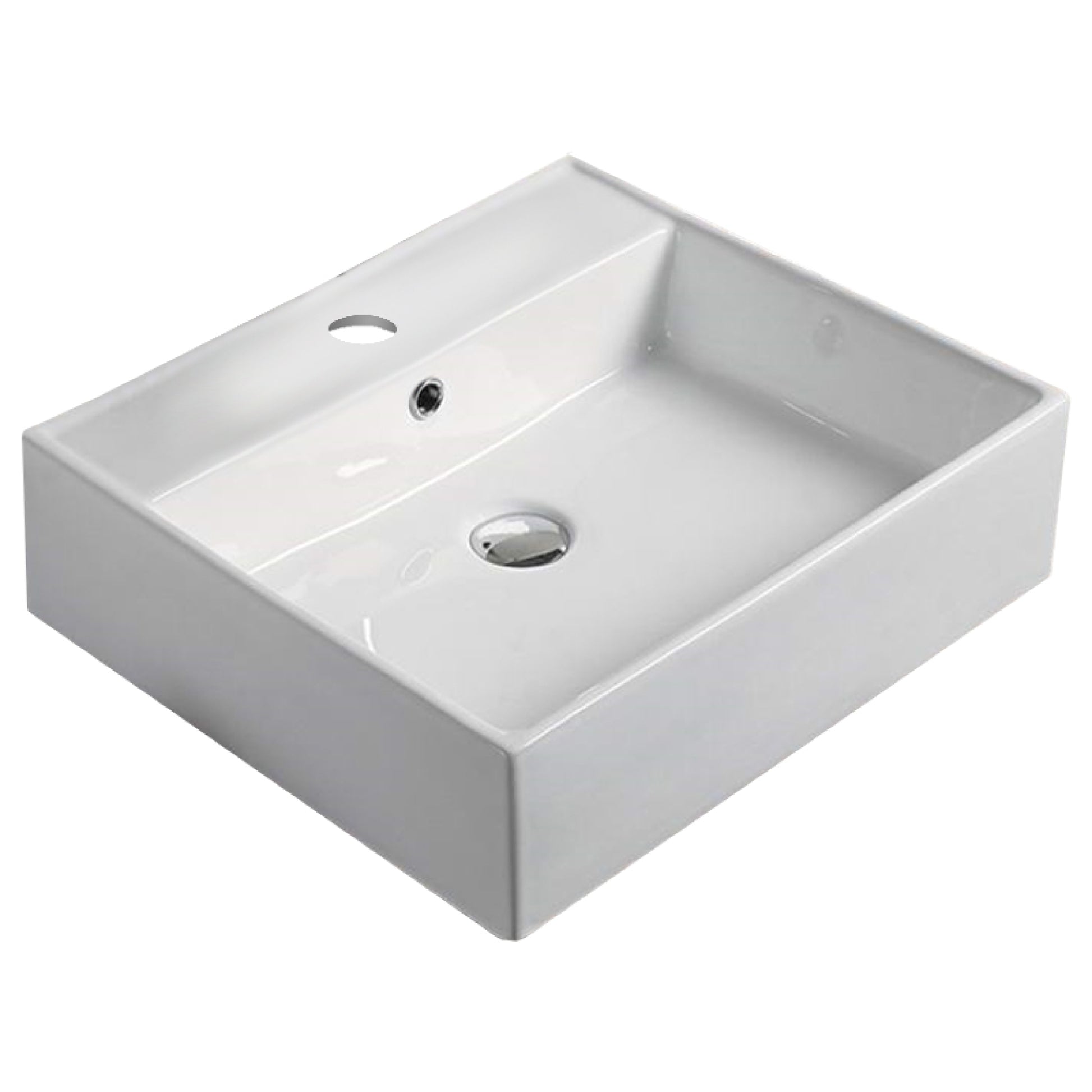 20.7-in. x 18.1-in. Rectangle Bathroom Vessel Sink White Enamel Glaze