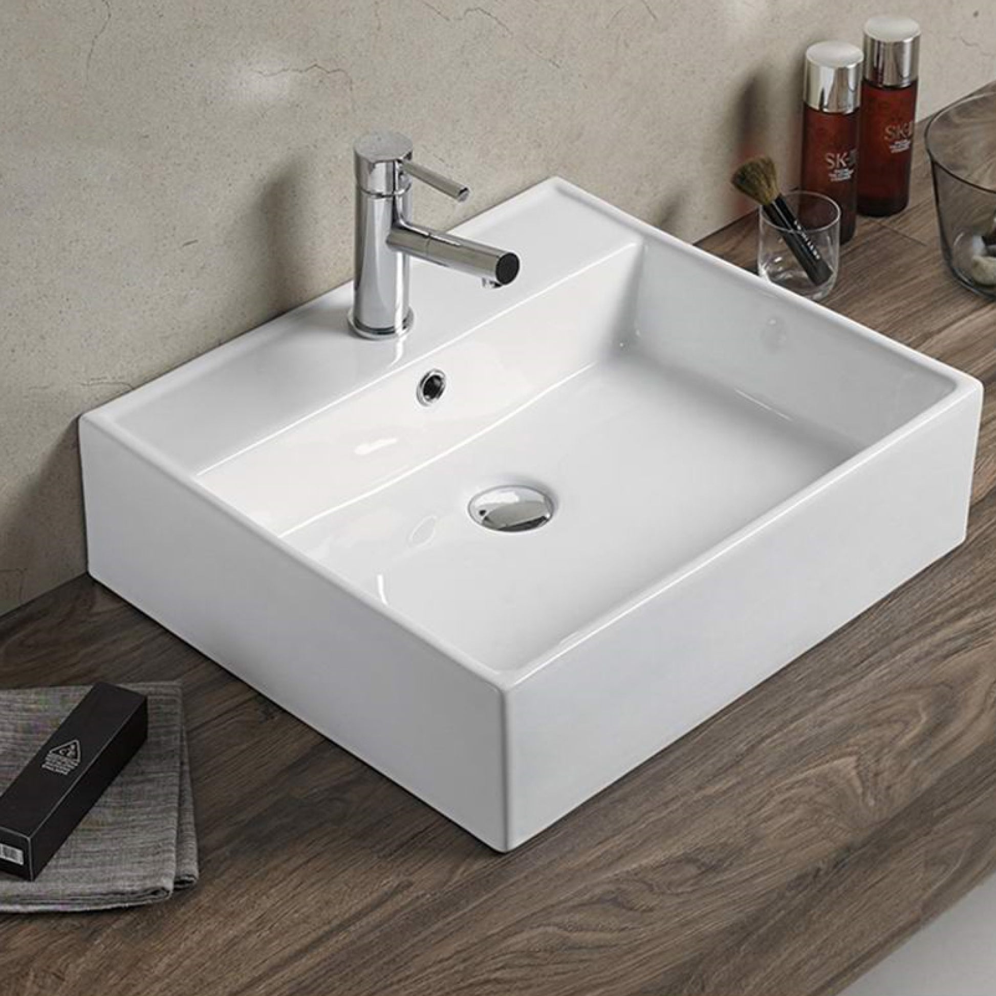 20.7-in. x 18.1-in. Rectangle Bathroom Vessel Sink White Enamel Glaze
