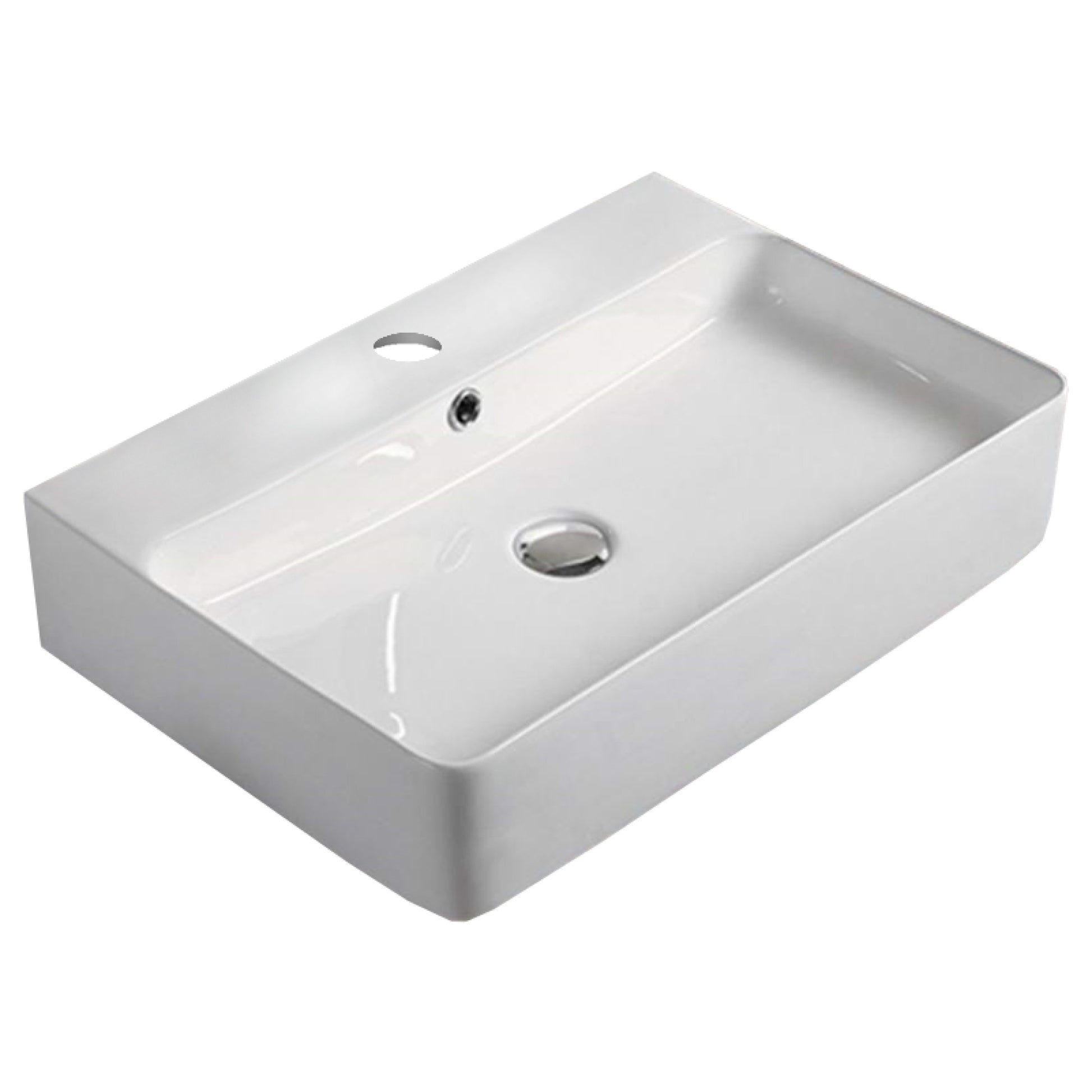 23.8-in. x 16.3-in. Rectangle Bathroom Vessel Sink White Enamel Glaze