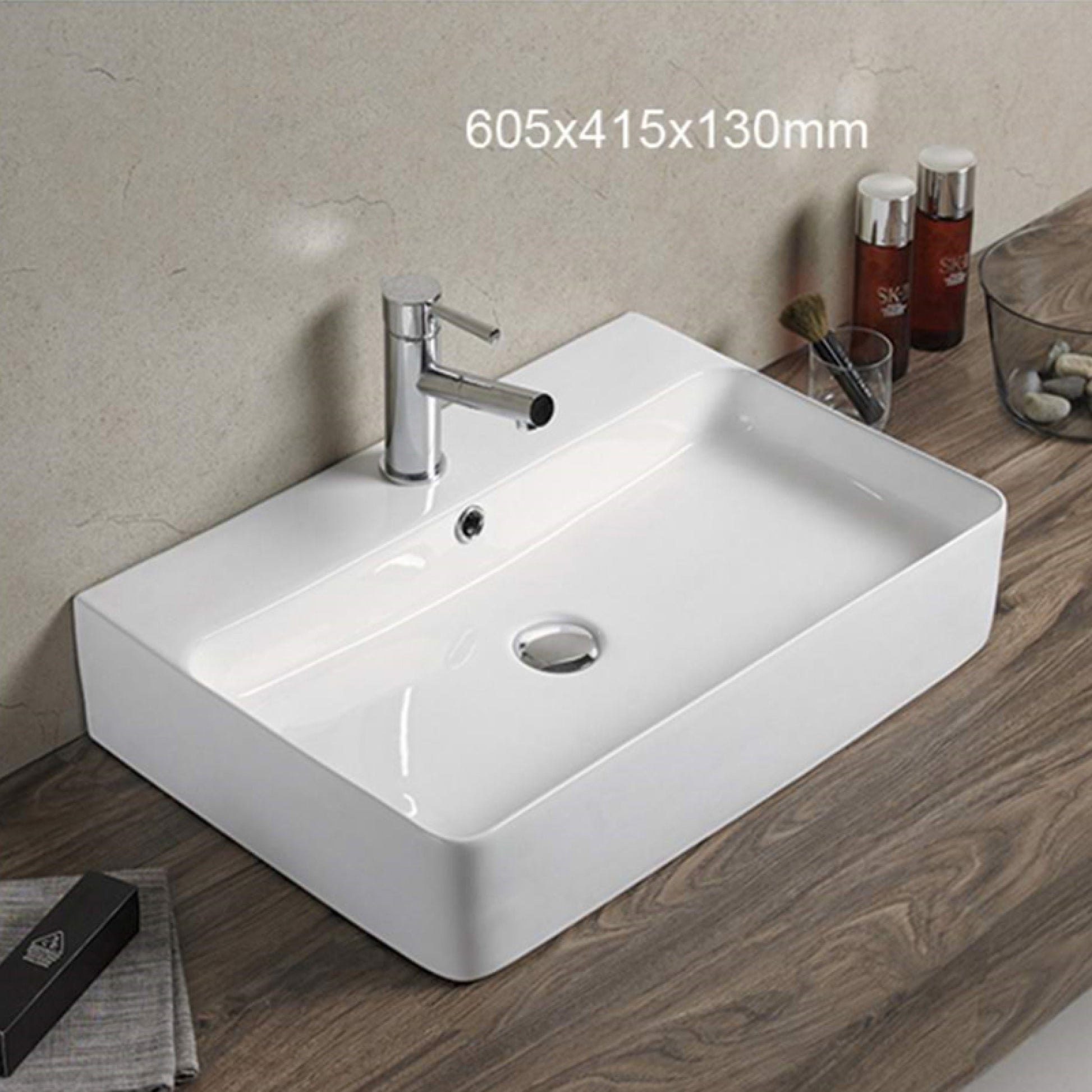 23.8-in. x 16.3-in. Rectangle Bathroom Vessel Sink White Enamel Glaze
