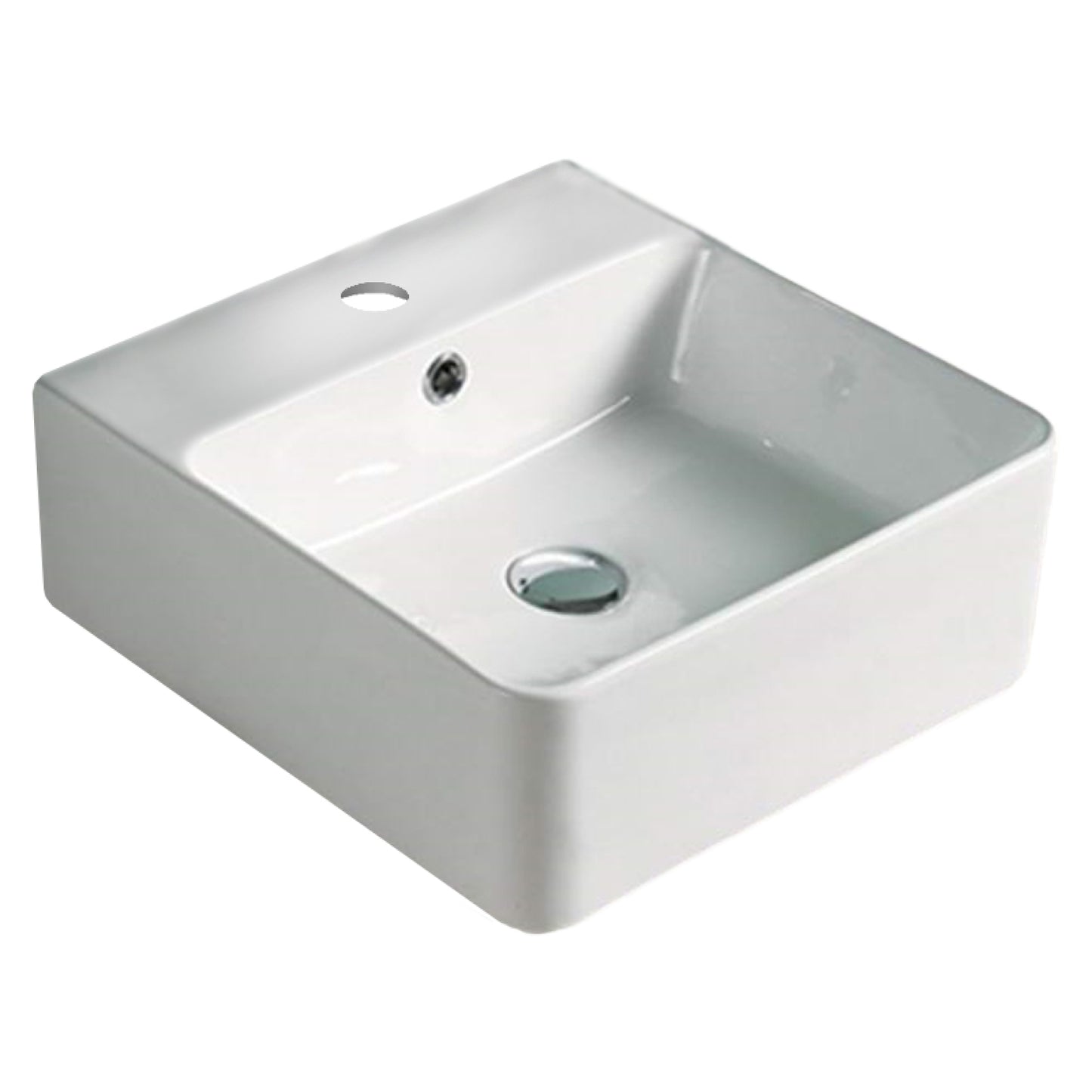 15.7-in. x 16.7-in. Rectangle Bathroom Vessel Sink White Enamel Glaze