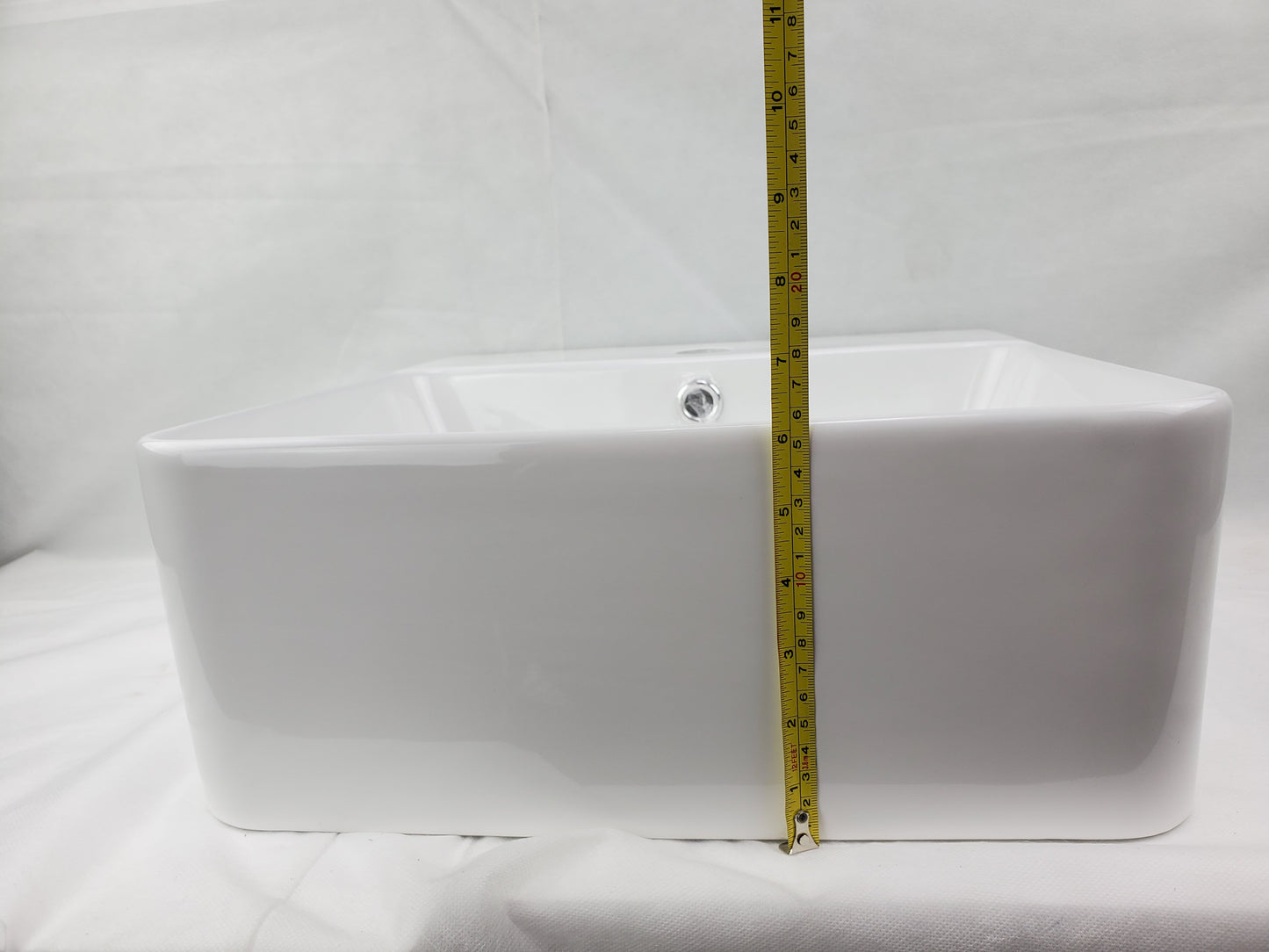 15.7-in. x 16.7-in. Rectangle Bathroom Vessel Sink White Enamel Glaze
