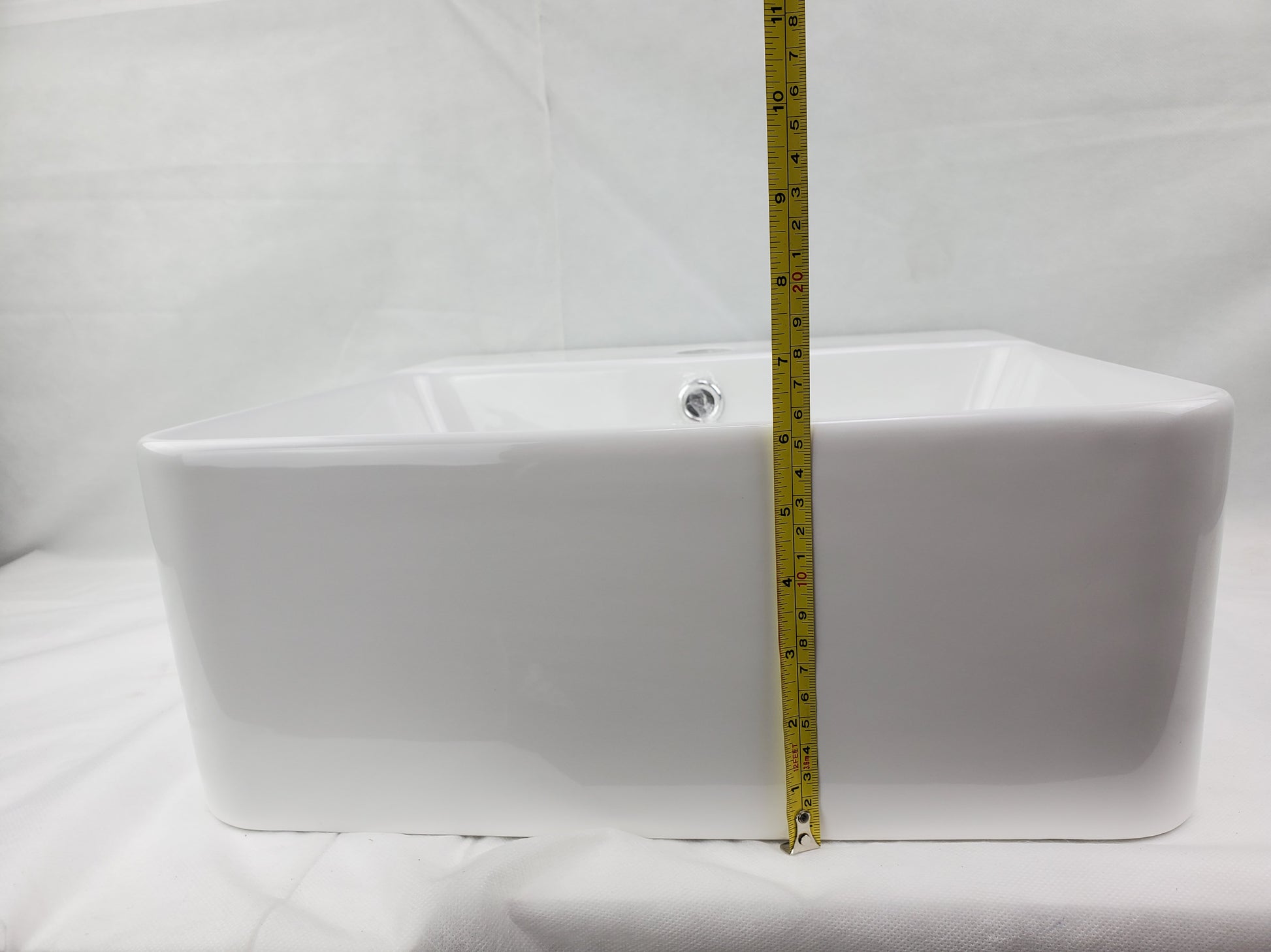 15.7-in. x 16.7-in. Rectangle Bathroom Vessel Sink White Enamel Glaze