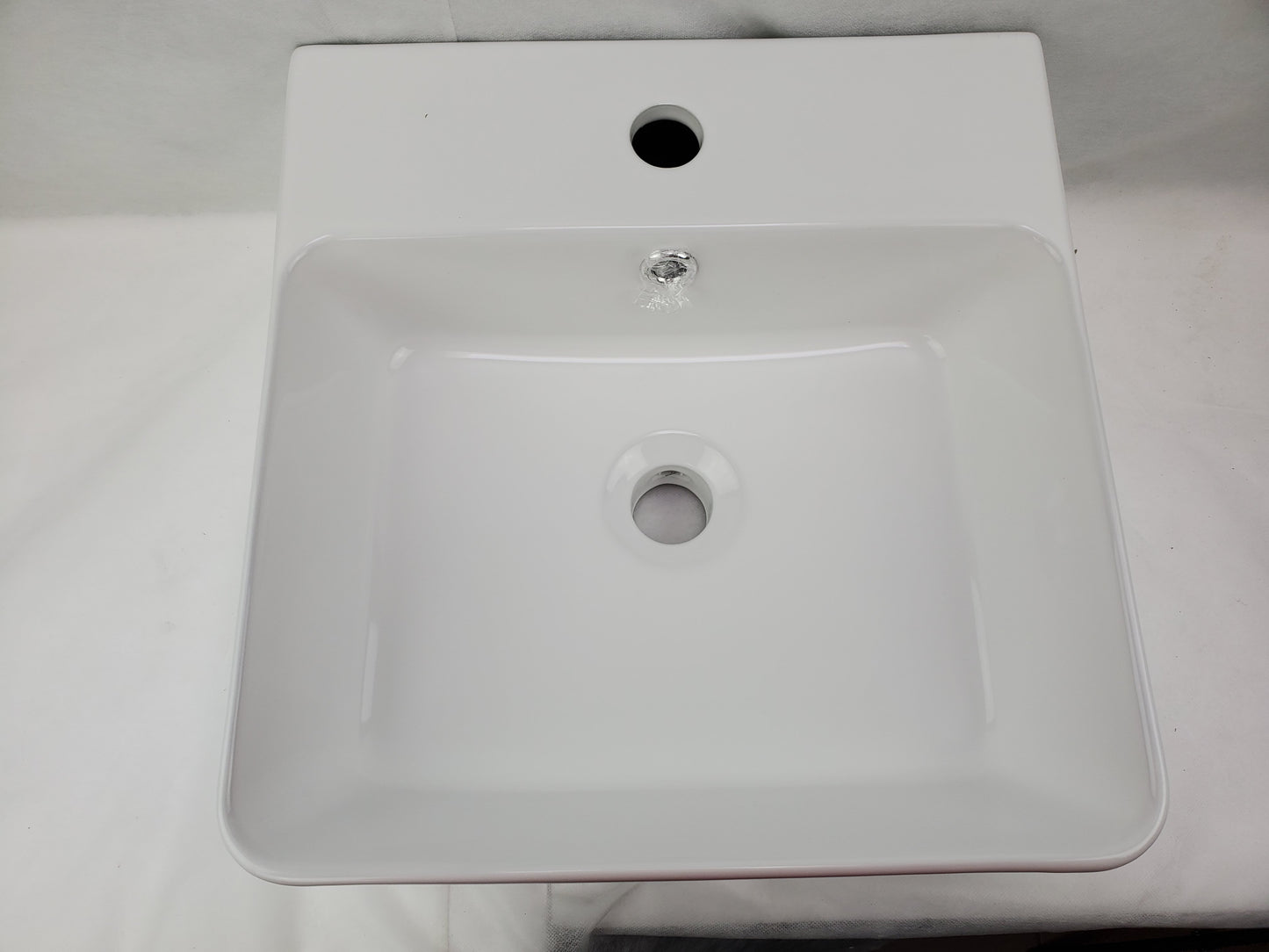 15.7-in. x 16.7-in. Rectangle Bathroom Vessel Sink White Enamel Glaze