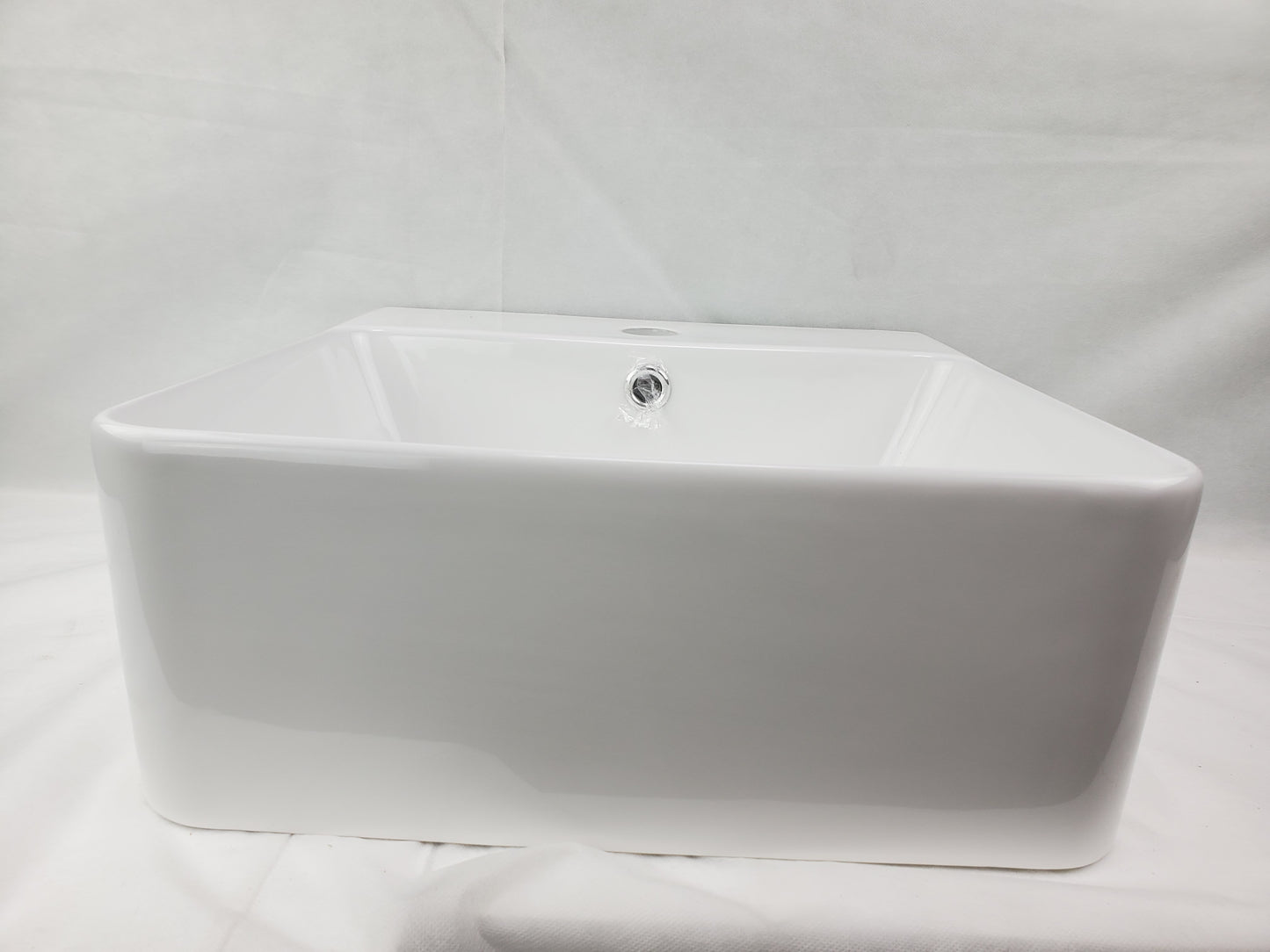 15.7-in. x 16.7-in. Rectangle Bathroom Vessel Sink White Enamel Glaze