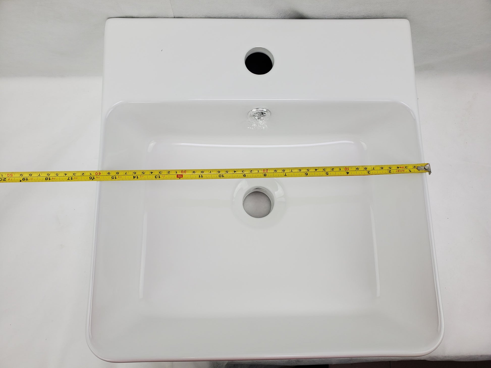 15.7-in. x 16.7-in. Rectangle Bathroom Vessel Sink White Enamel Glaze