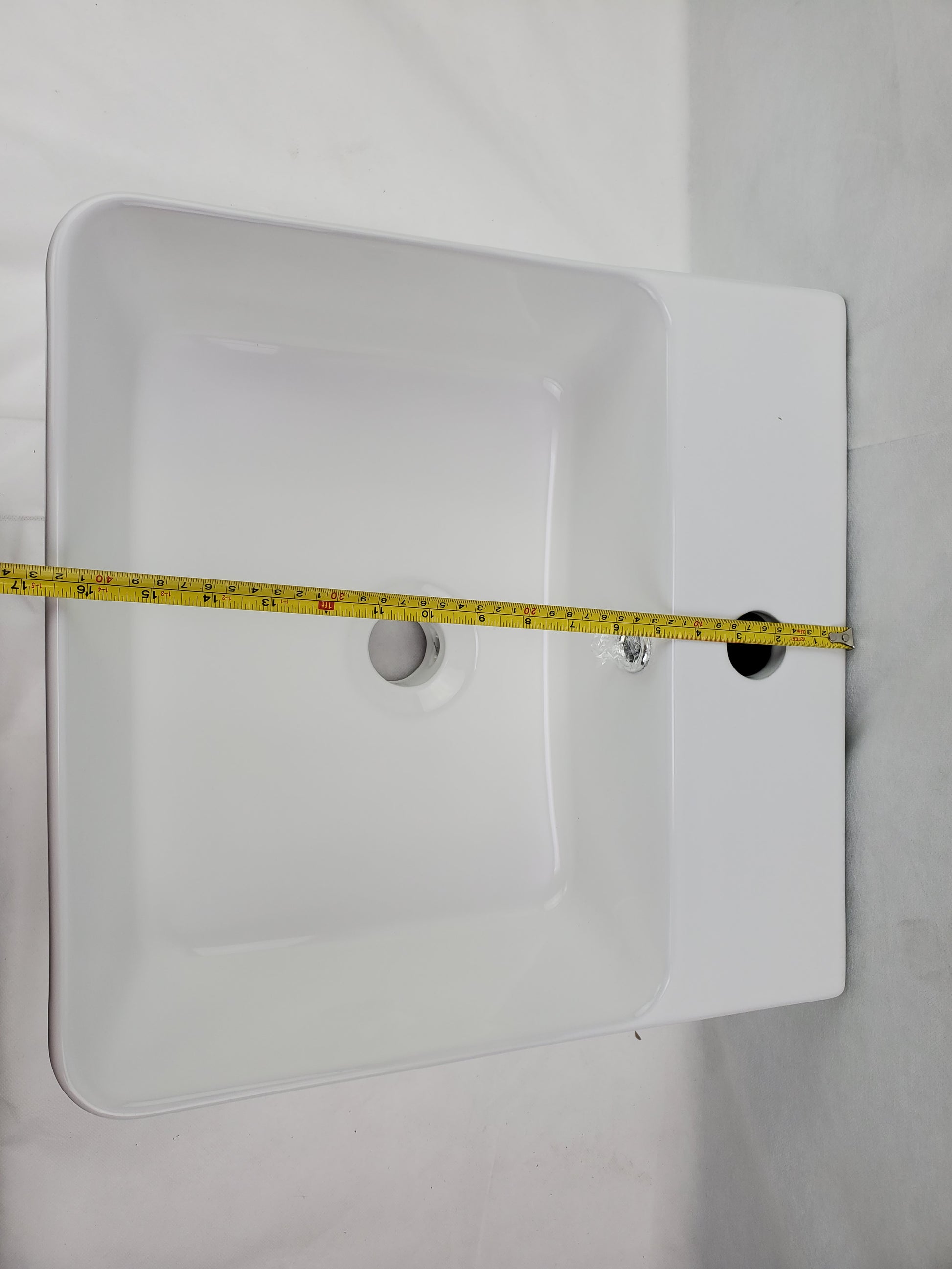 15.7-in. x 16.7-in. Rectangle Bathroom Vessel Sink White Enamel Glaze