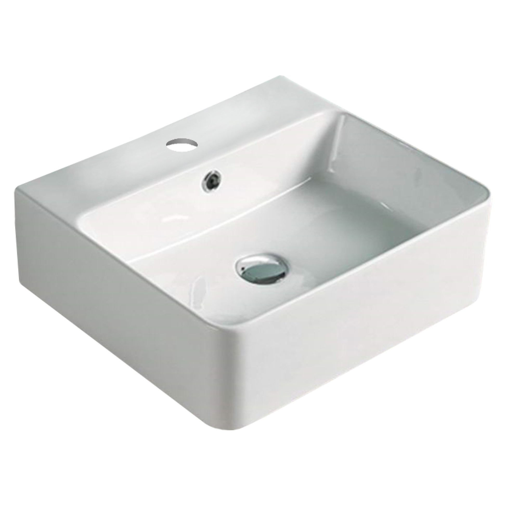 18.1-in. x 16.5-in. Rectangle Bathroom Vessel Sink White Enamel Glaze